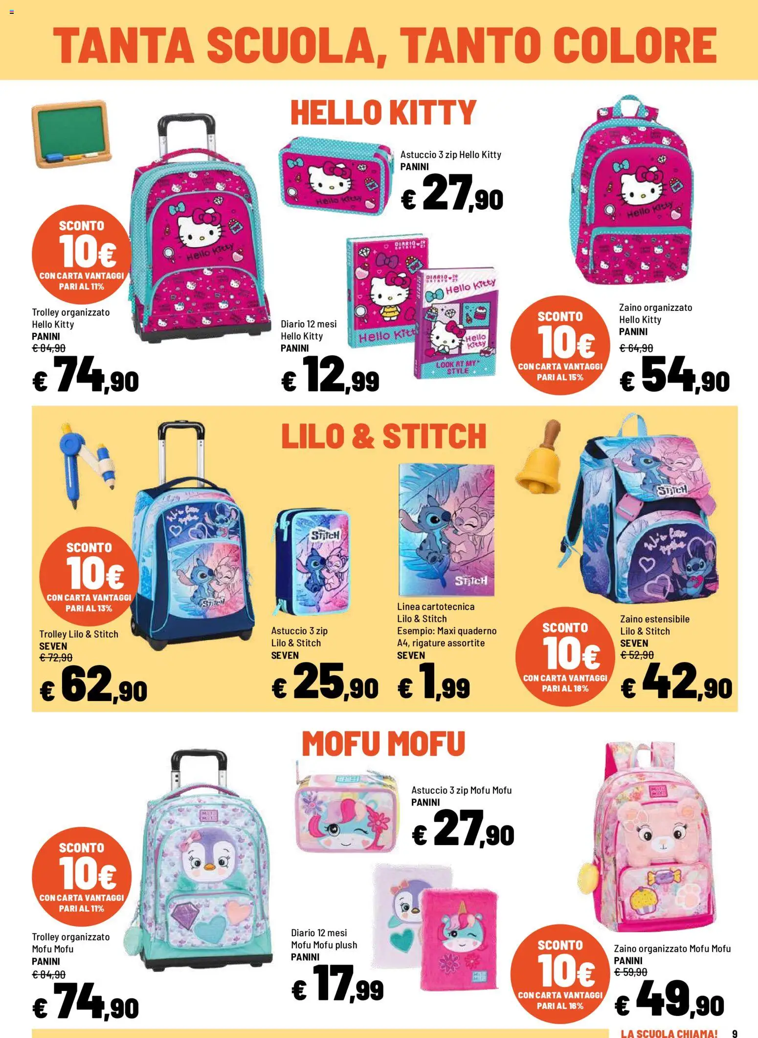 Volantino Iper del 09/07/2026 | Pagina: 9 | Prodotti: Zaino, Astuccio, Quaderno, Trolley