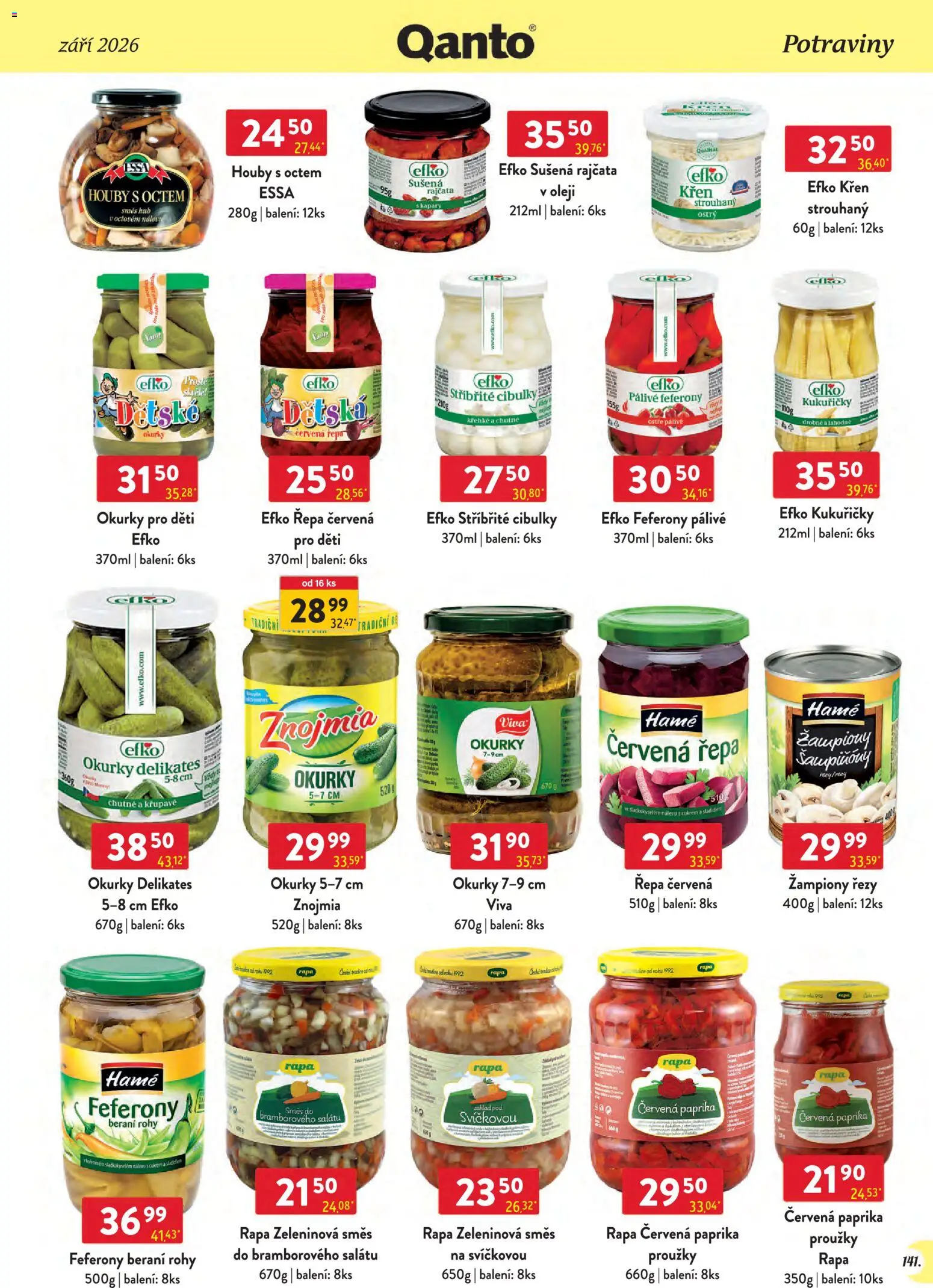 Astur & Qanto leták - Velkoobchod 09/2026 od 01.09.2026 | Strana: 141 | Produkty: Žampiony, Rajčata, Okurky, Červená paprika