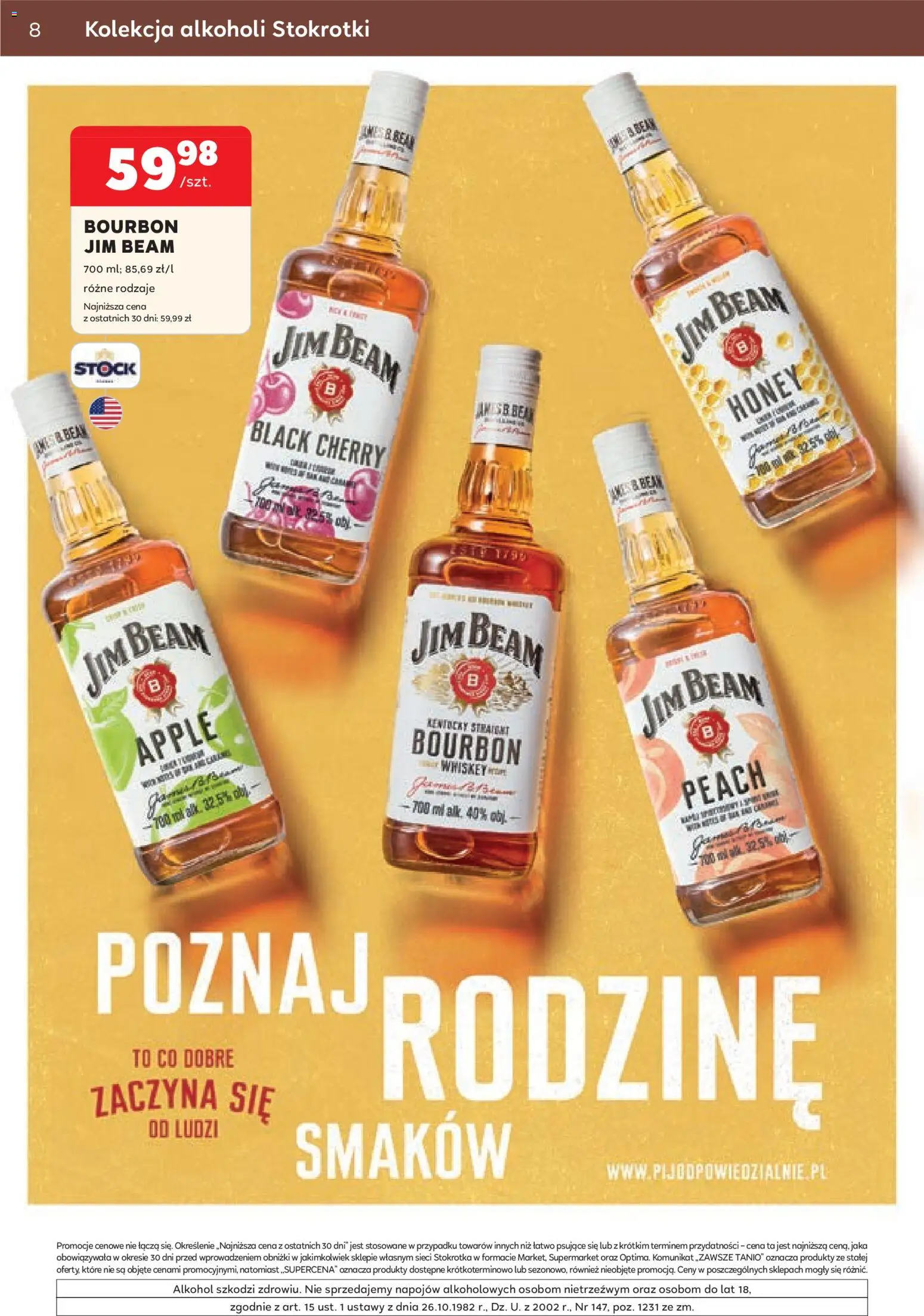 Stokrotka gazetka - Oferta alkoholowa od 01.10.2026 | Strona: 8 | Produkty: Jim Beam, Jim Beam apple, Stokrotka, Alkohol