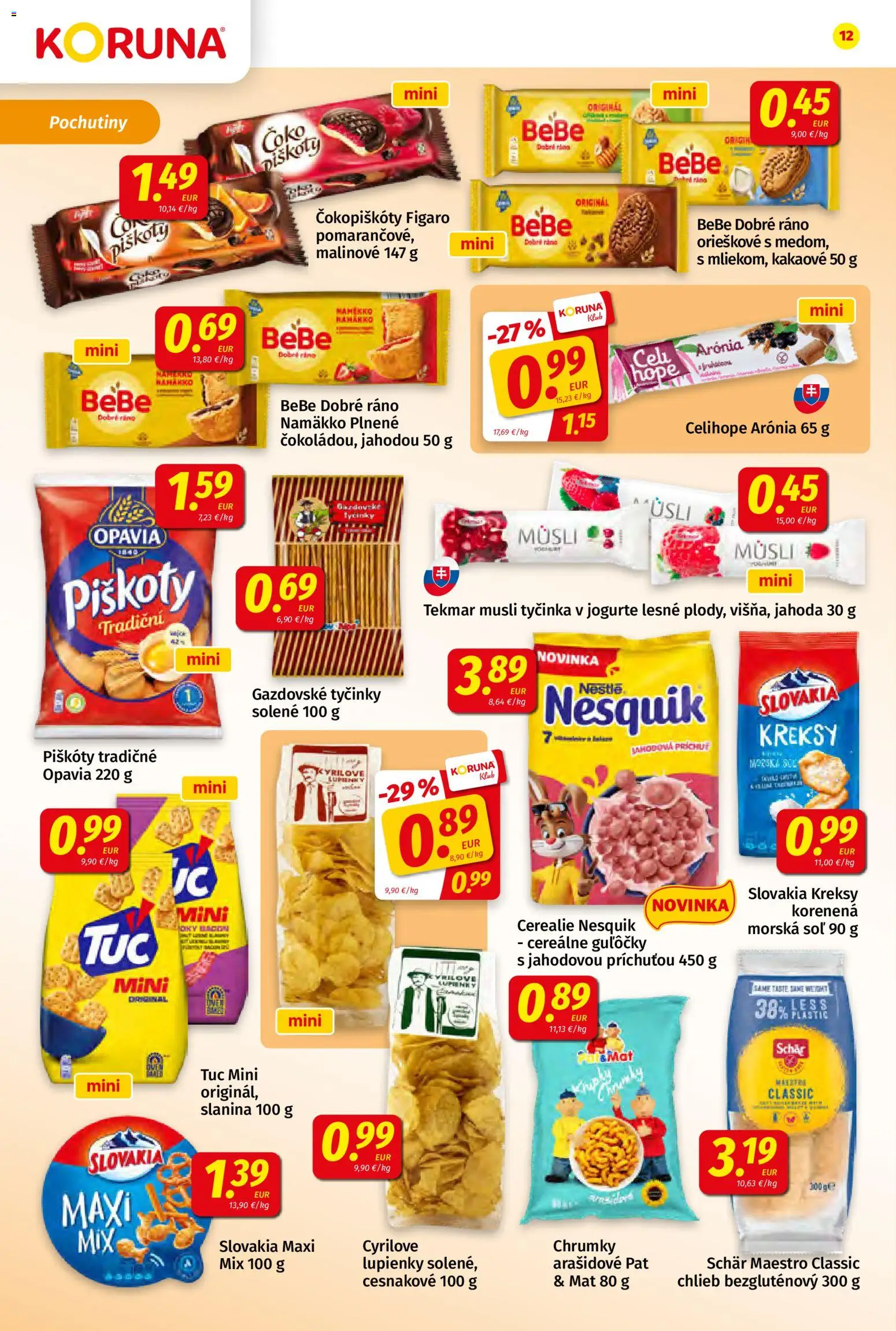 Nové Koruna akcie – leták je platný od 17.07.2026 | Strana: 12 | Produkty: Chlieb, Slanina, Cereálie, Soľ