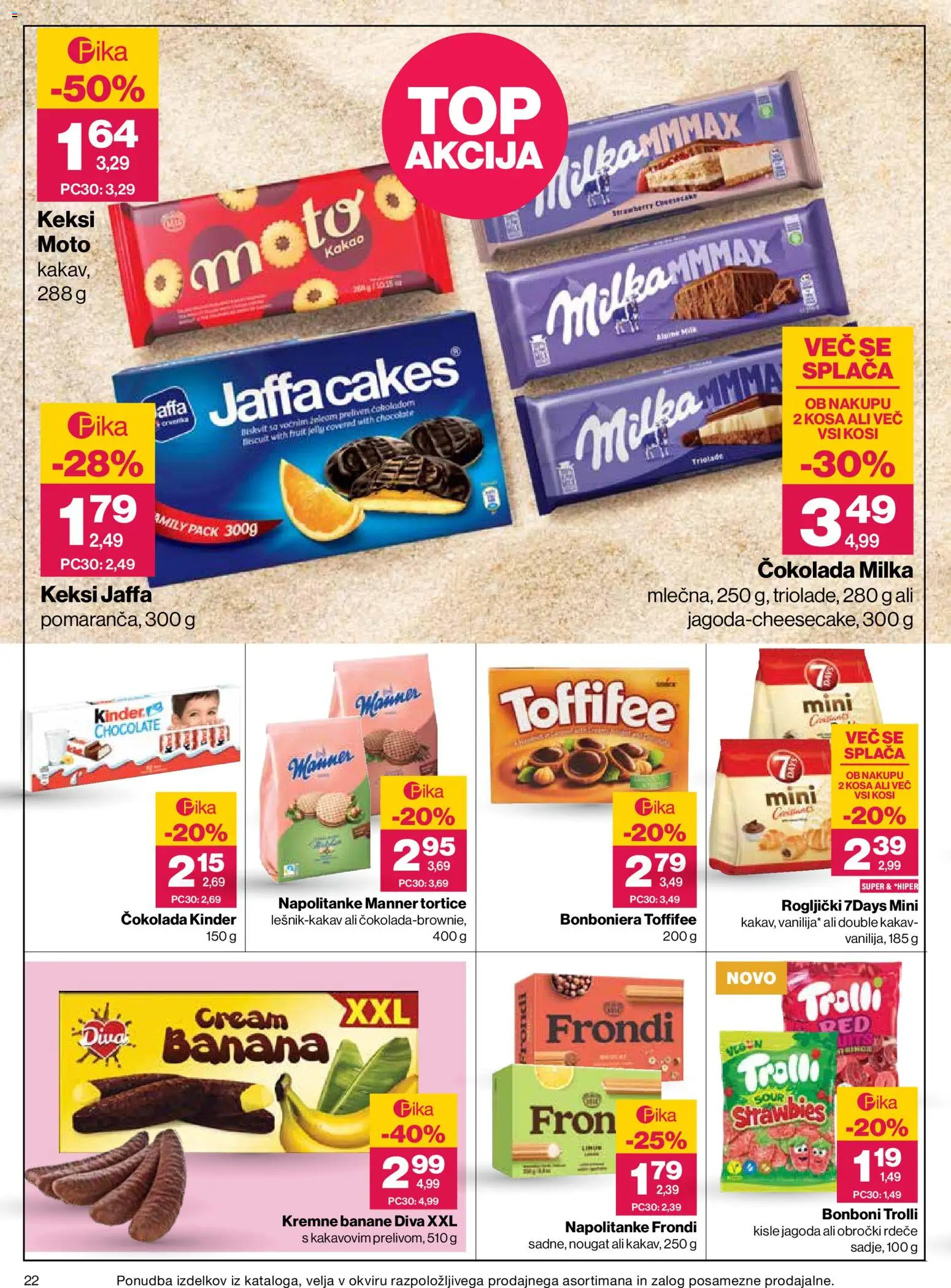 Novi Mercator katalog ponudbe – veljaven od 20.08.2026 | Stran: 22 | Izdelki: Napolitanke, Kakav, Bonboniera, Banane