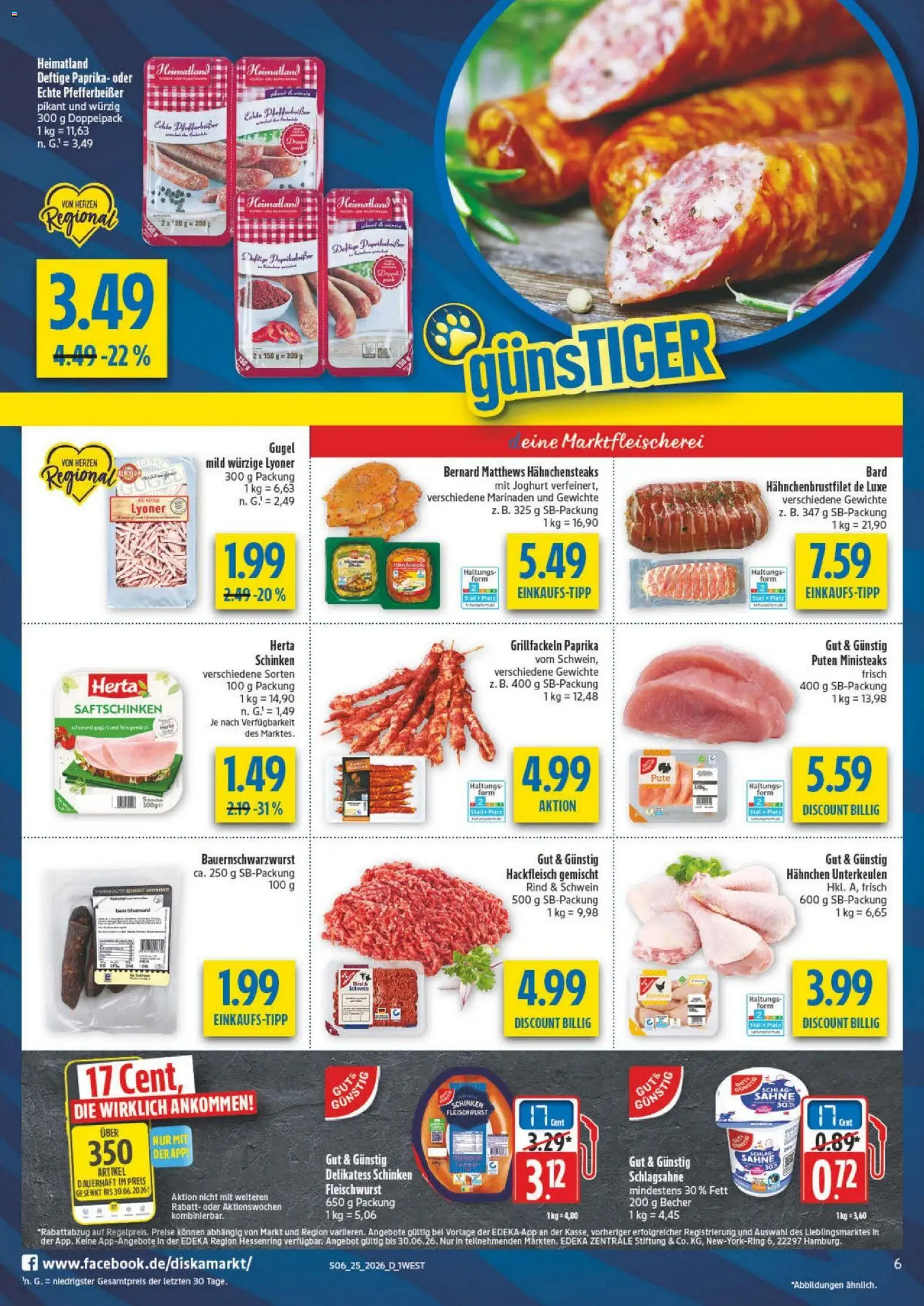 Diska - Diska Angebote Bayern KW25 – gültig ab 15.06.2026 | Seite: 10 | Produkte: Schlagsahne, Joghurt, Schinken, Sahne
