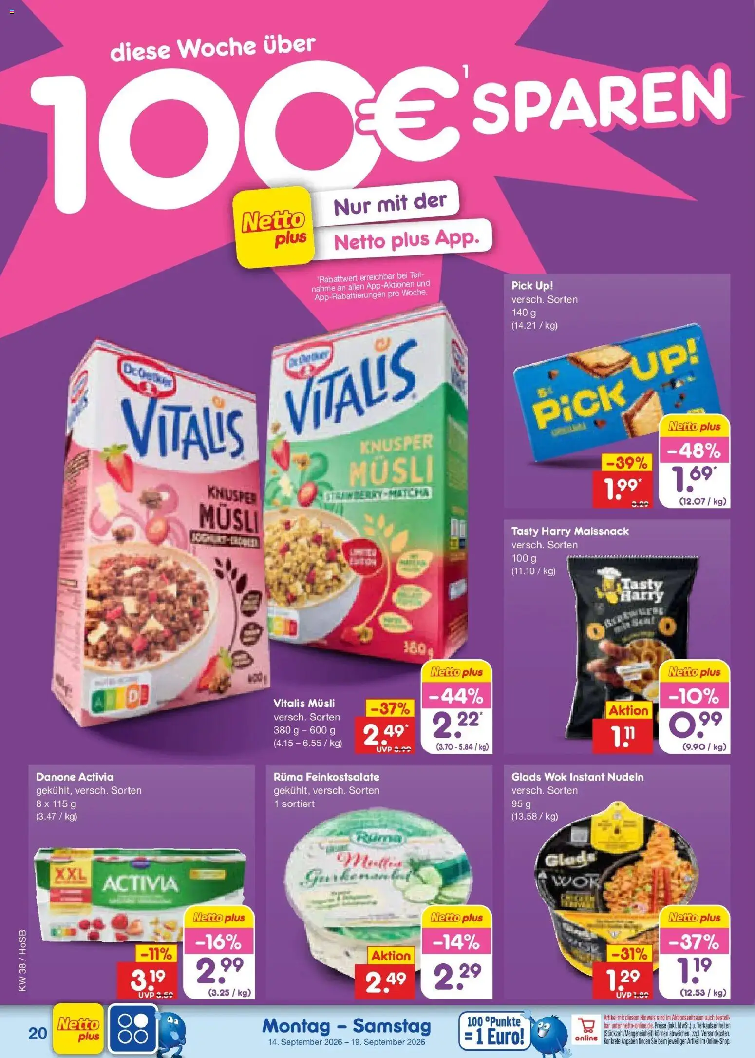 Netto Marken-Discount Prospekt Hannover – gültig ab 14.09.2026 | Seite: 30 | Produkte: Musli, Activia, Danone activia, Nudeln