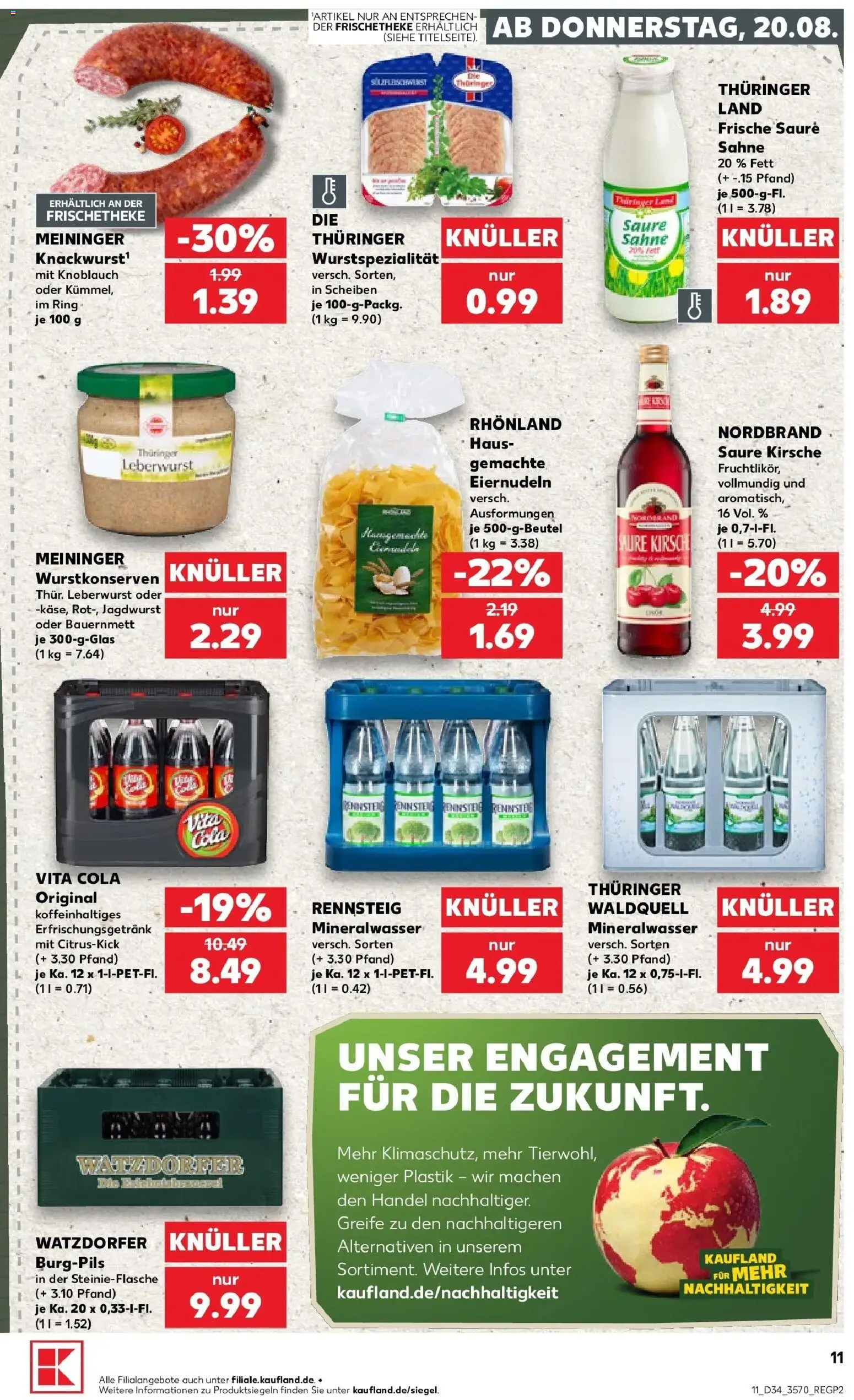 Prospekt Kaufland ab 20.08.2026 » Angebote Online zum Blättern | Seite: 11 | Produkte: Mineralwasser, Knoblauch, Vita cola, Sahne
