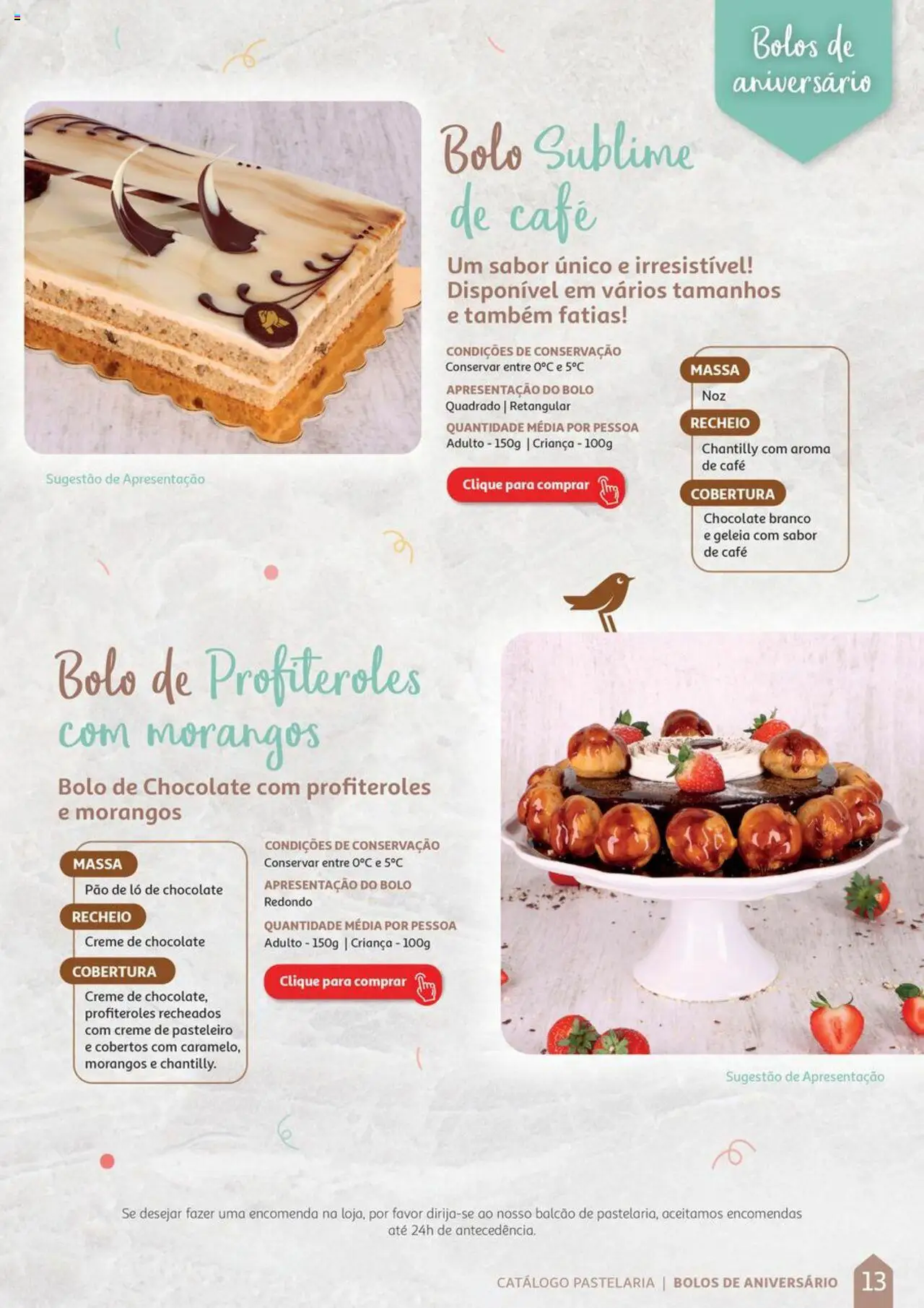 Auchan Catálogo de Pastelaria │ válido de 08/04/2024 | Página: 13 | Produtos: Pão, Morangos, Massa, Creme