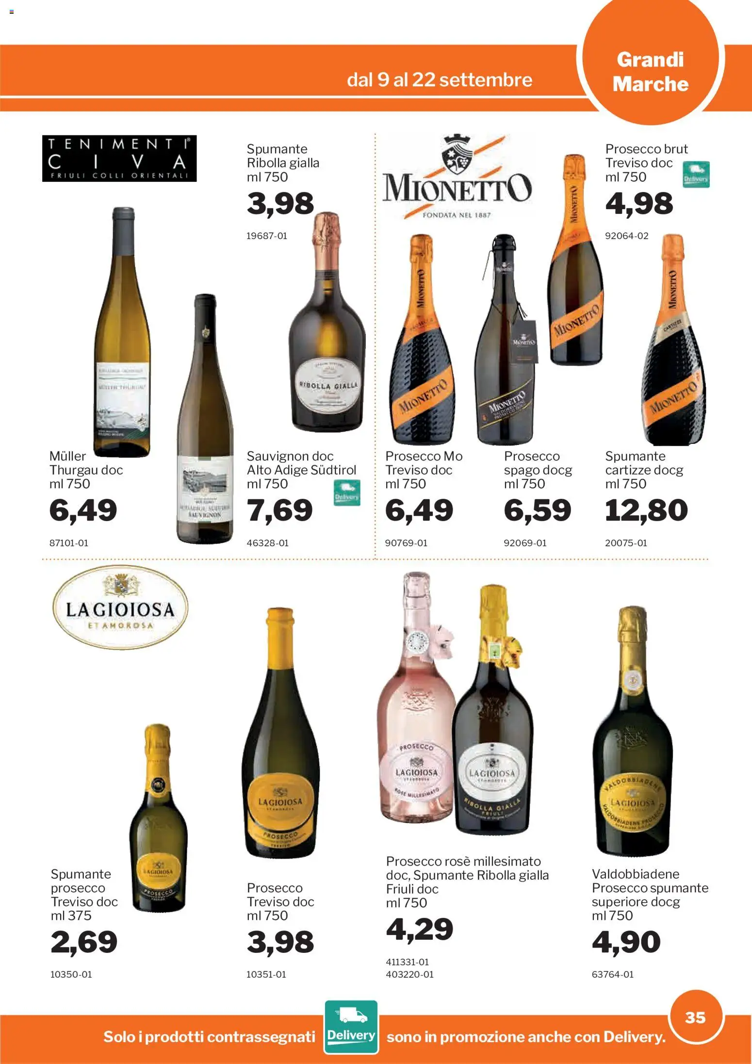 Volantino Sogegross del 09/09/2026 | Pagina: 35 | Prodotti: Prosecco, Spumante, Mionetto