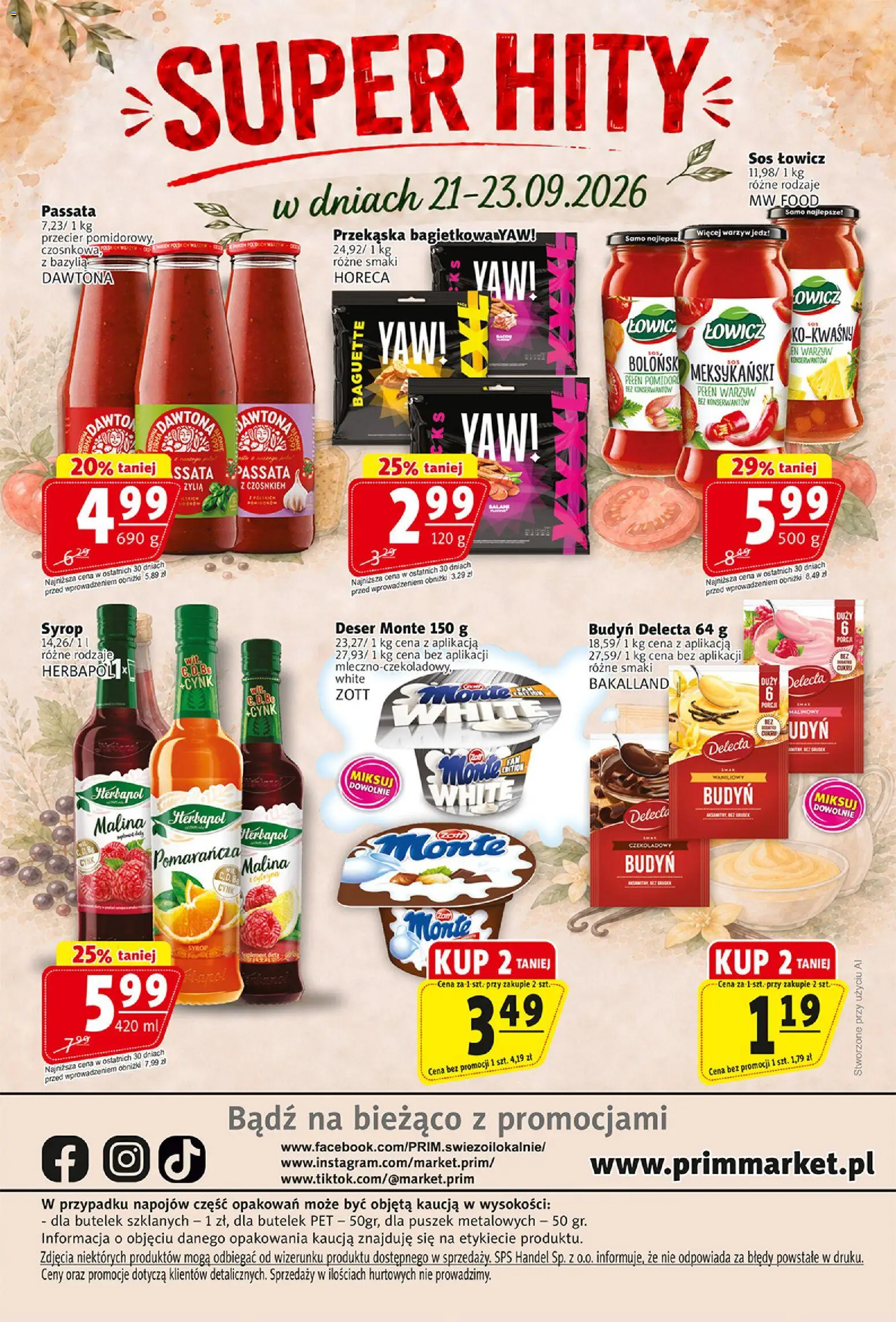 Prim Market gazetka od 17.09.2026 | Strona: 16 | Produkty: Syrop, Deser, Passata, Sos