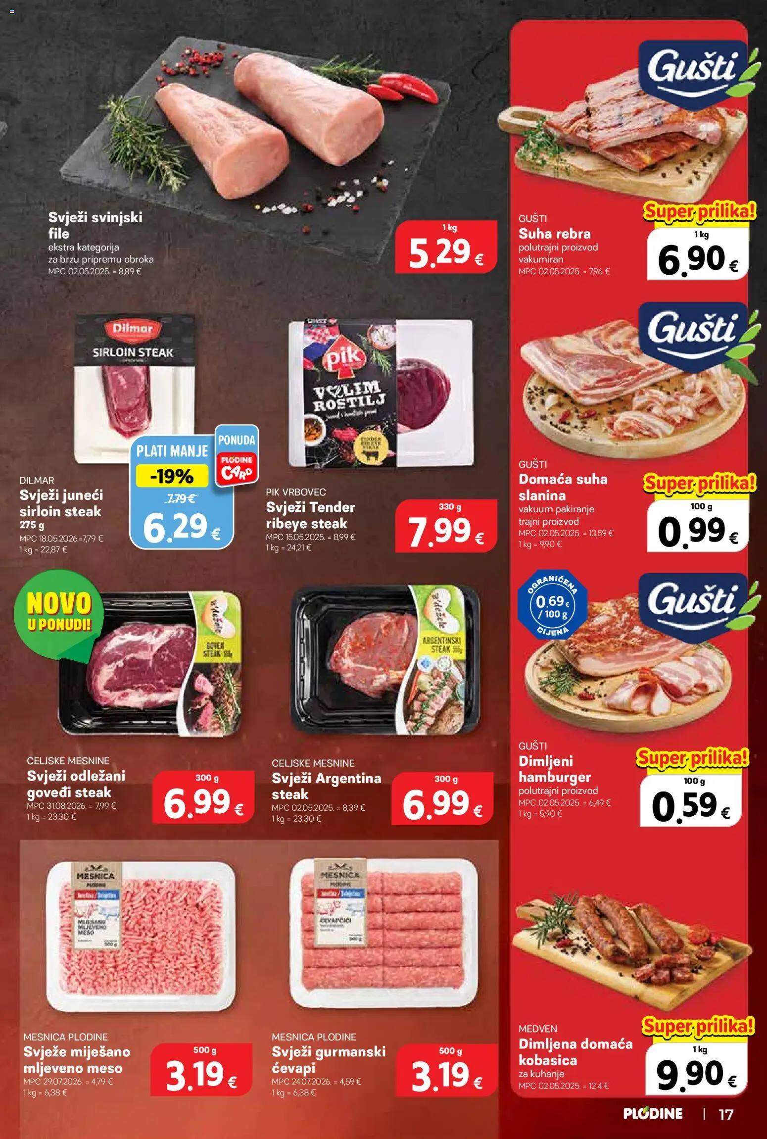 Plodine katalog | vrijedi od 02.09.2026 | Stranica: 17 | Proizvodi: Meso, Slanina, Mljeveno meso, Pik Vrbovec