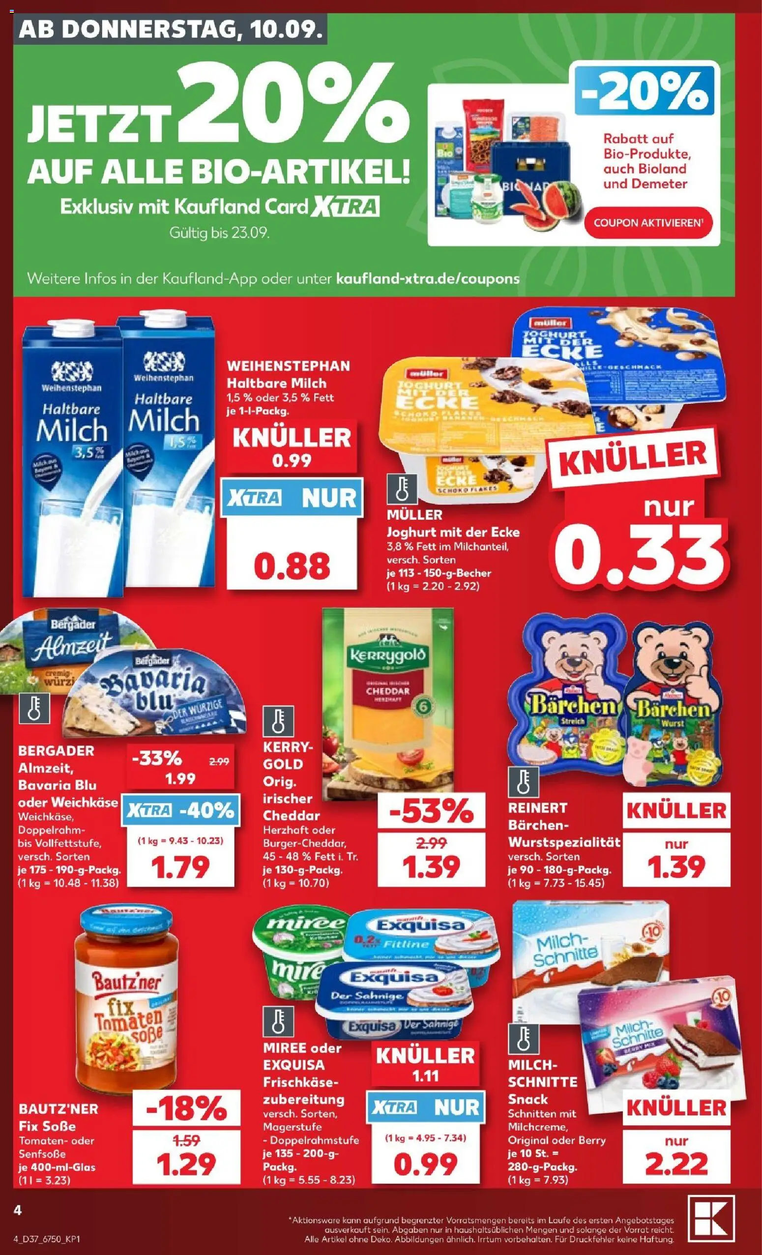 Kaufland Prospekt Potsdam – gültig ab 10.09.2026 | Seite: 4 | Produkte: Joghurt, Haltbare milch, Tomaten, Frischkase