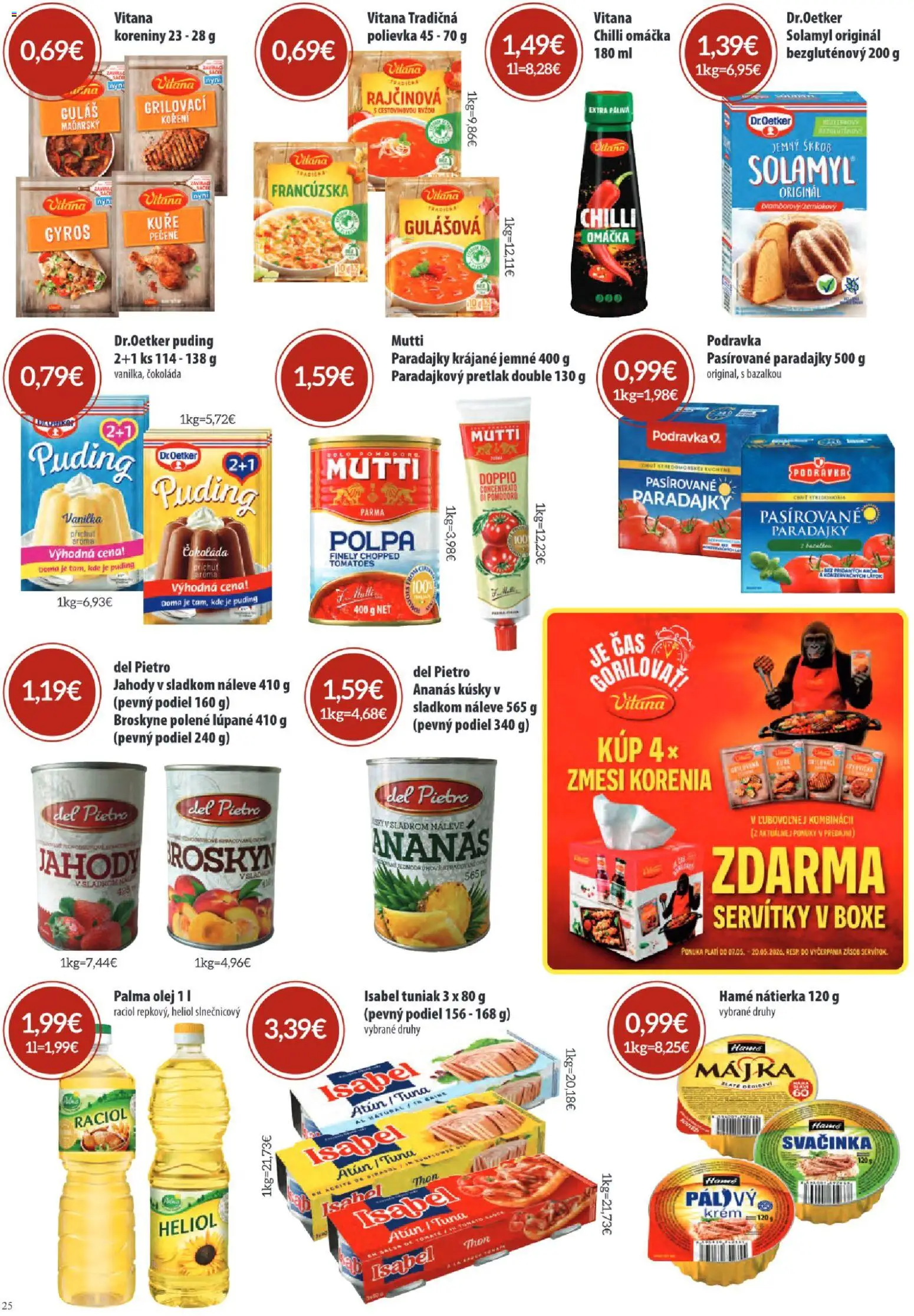 Nové Sintra akcie – leták je platný od 07.05.2026 | Strana: 25 | Produkty: Tuniak, Chilli, Puding, Broskyne