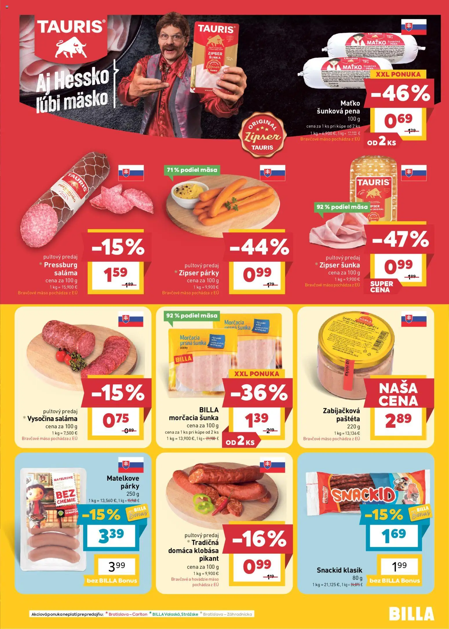 Nové Billa akcie – leták je platný od 07.10.2026 | Strana: 5 | Produkty: Klobása, Hovädzie mäso, Párky, Pena