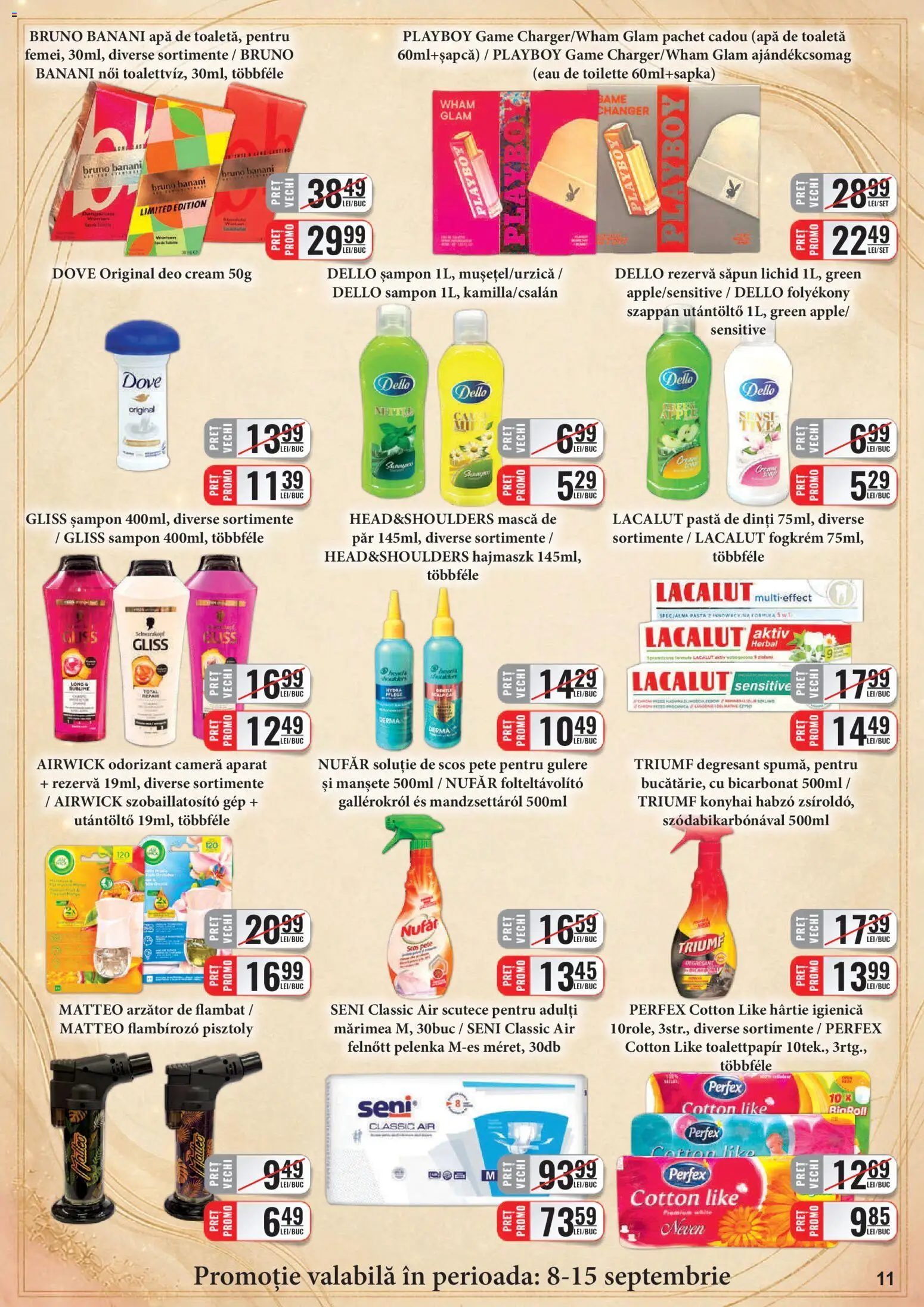 Noul catalog CBA – valabil de la 01.09.2026 | Pagină: 11 | Produse: Șampon, Săpun, Pastă de dinți, Rezervă săpun