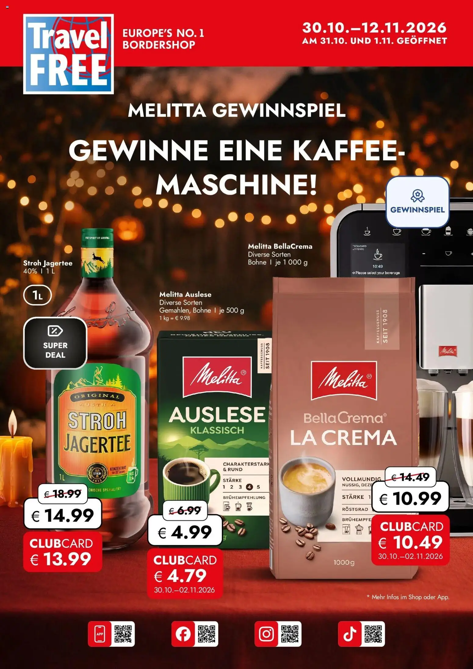 Travel FREE Aktionsangebote gültig ab 30.10.2026 | Seite: 1 | Produkte: Bohne, Kaffee