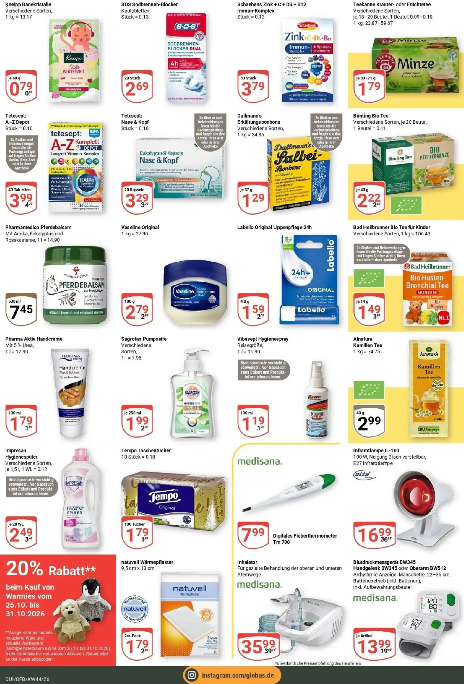Globus Prospekt Duisburg (ab 26.10.2026) » Angebote online | Seite: 22 | Produkte: Früchtetee, Bad, Tempo, Teekanne