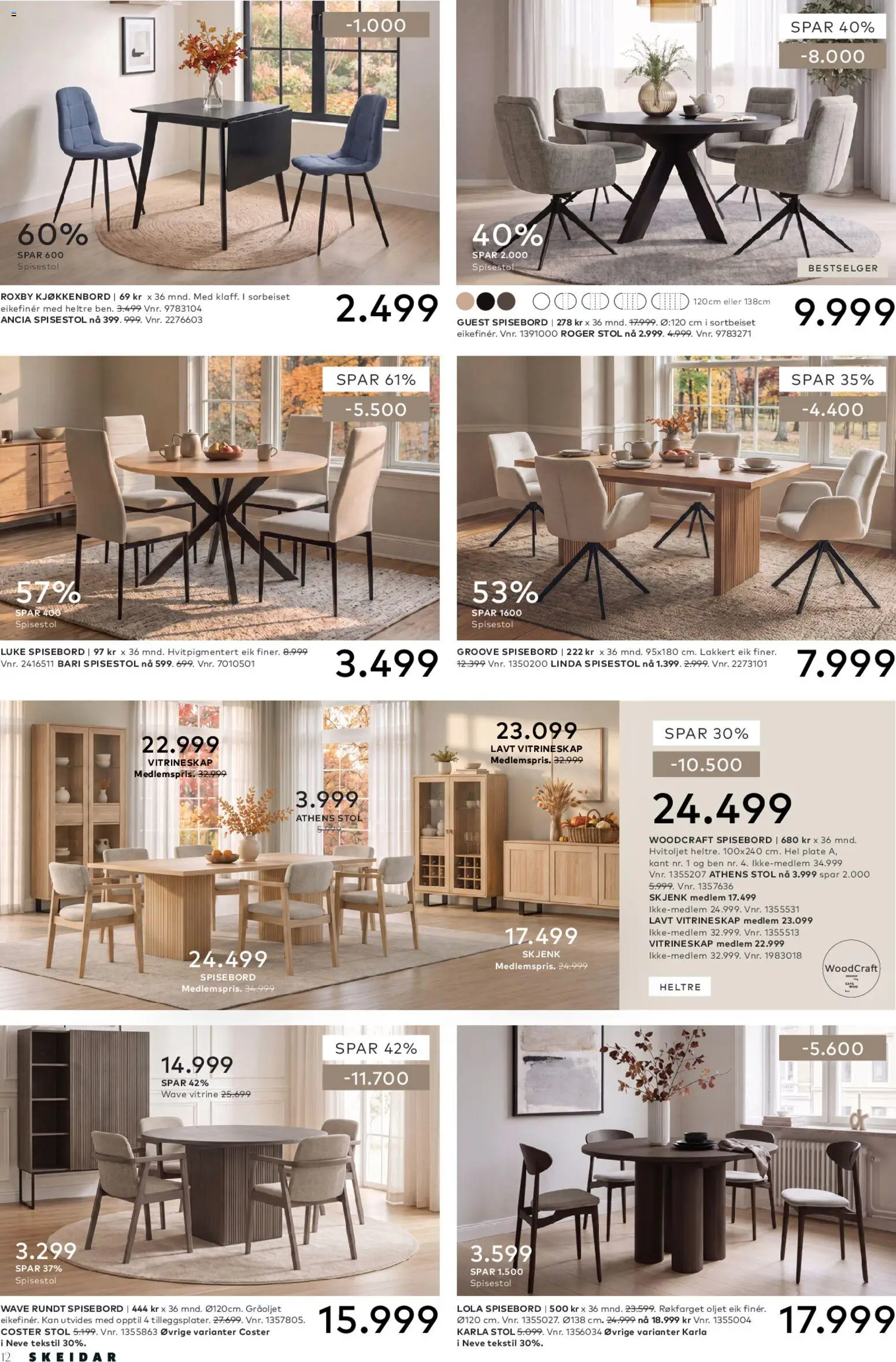 {H1} | Side: 12 | Produkter: Spisebord, 1, Vitrineskap, Stol
