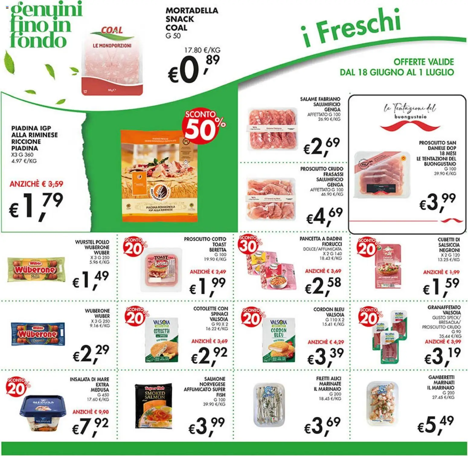 Volantino Coal del 18.06.2026 | Pagina: 12 | Prodotti: Prosciutto Cotto, Salame, Salmone, Piadina