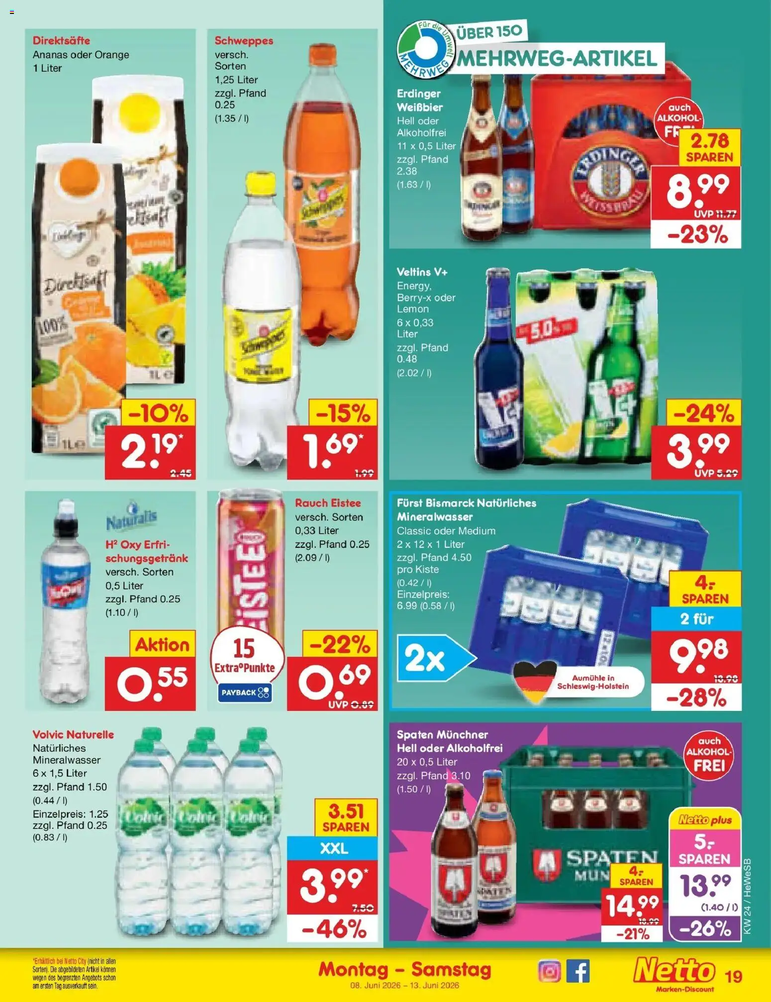 Netto Marken-Discount Prospekt Hamburg – gültig ab 08.06.2026 | Seite: 31 | Produkte: Ananas, Mineralwasser, Volvic, Veltins