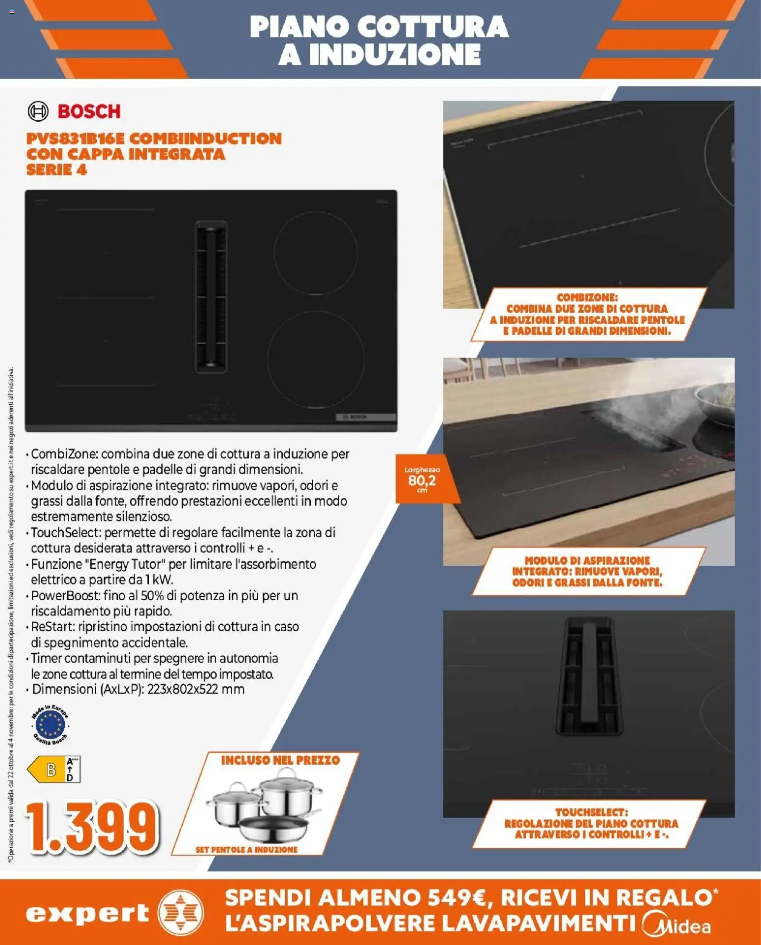 Volantino Expert del 22/10/2026 | Pagina: 3 | Prodotti: Piano cottura a induzione, Pentole, Piano cottura
