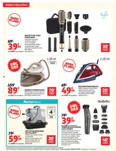 Auchan - Prévisualisation de Auchan - Soldes d'été valide à partir de 24/06/2026 | Page: 14 | Produits: Fer à repasser, Centrale vapeur, Réservoir d'eau, Tuyau