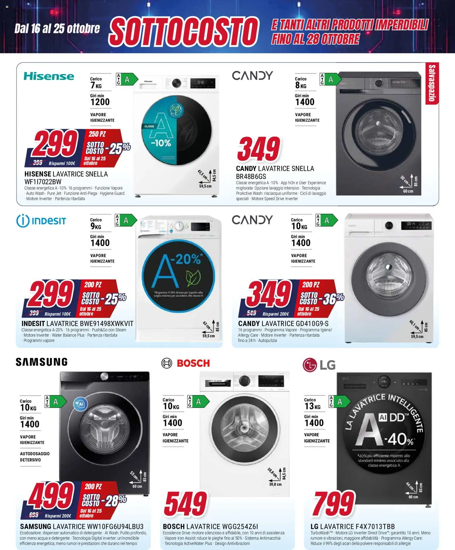 Volantino Trony del 16/10/2026 | Pagina: 21 | Prodotti: Detergente, Acqua, Lavatrice, Samsung