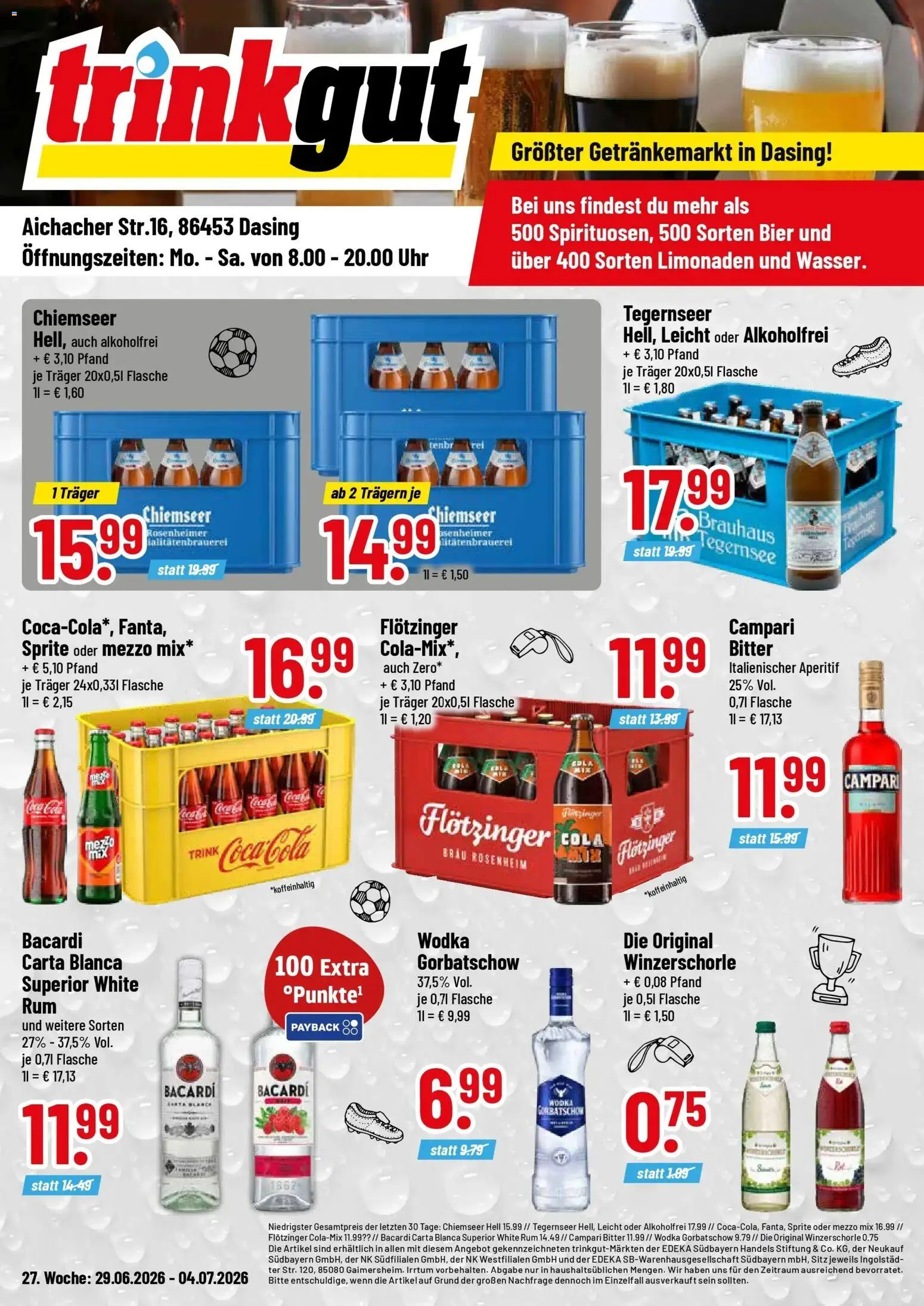 Trinkgut - trinkgut: Wochenangebote – gültig ab 28.06.2026 | Seite: 1 | Produkte: Coca cola, Rum, Oder mezzo mix, Wodka