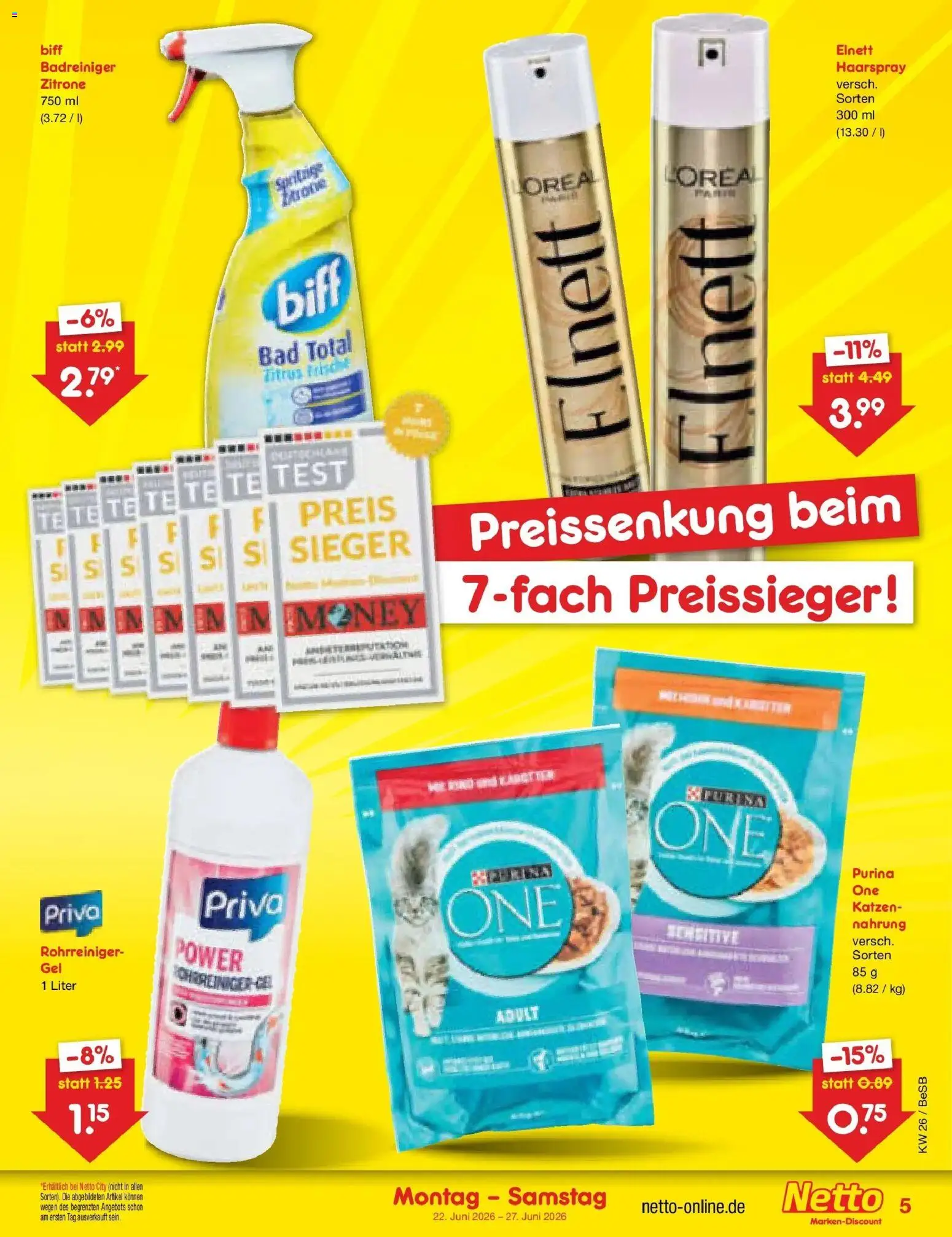 Netto Marken-Discount Prospekt Kremmen – gültig ab 22.06.2026 | Seite: 5 | Produkte: Bad, Haarspray, Zitrone