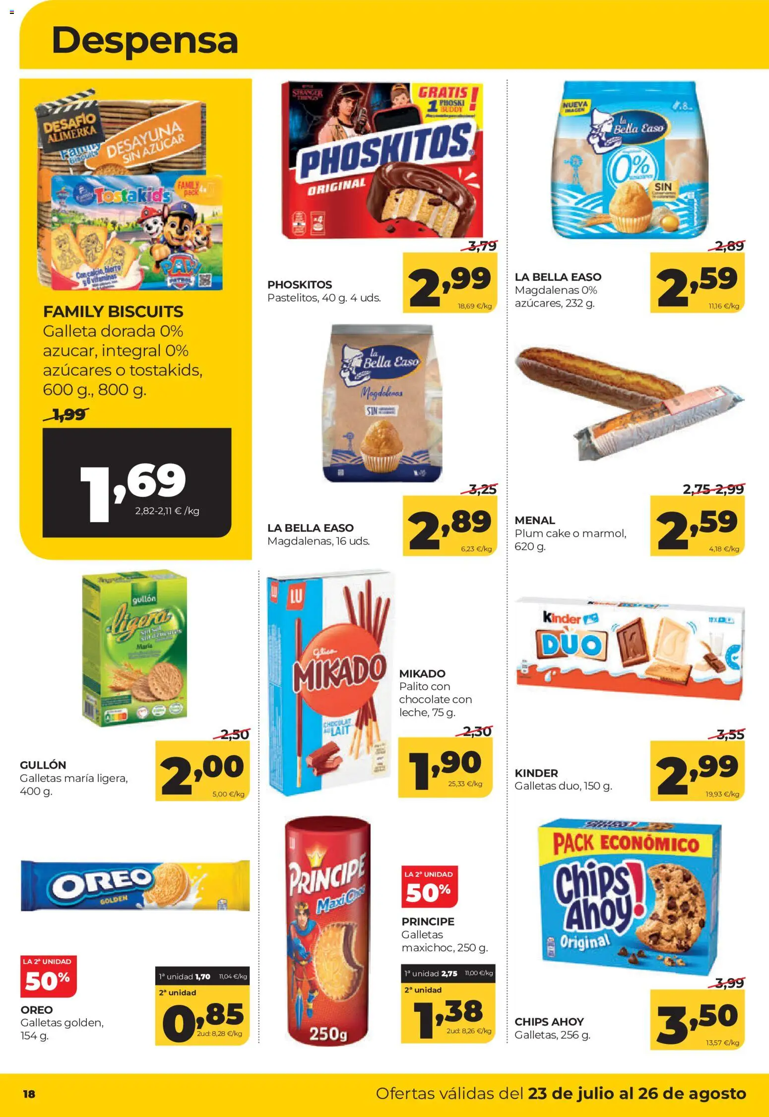 Alimerka folleto Castilla y León │ válido desde el 23/07/2026 | Página: 18 | Productos: Chocolate, Galletas, Magdalenas
