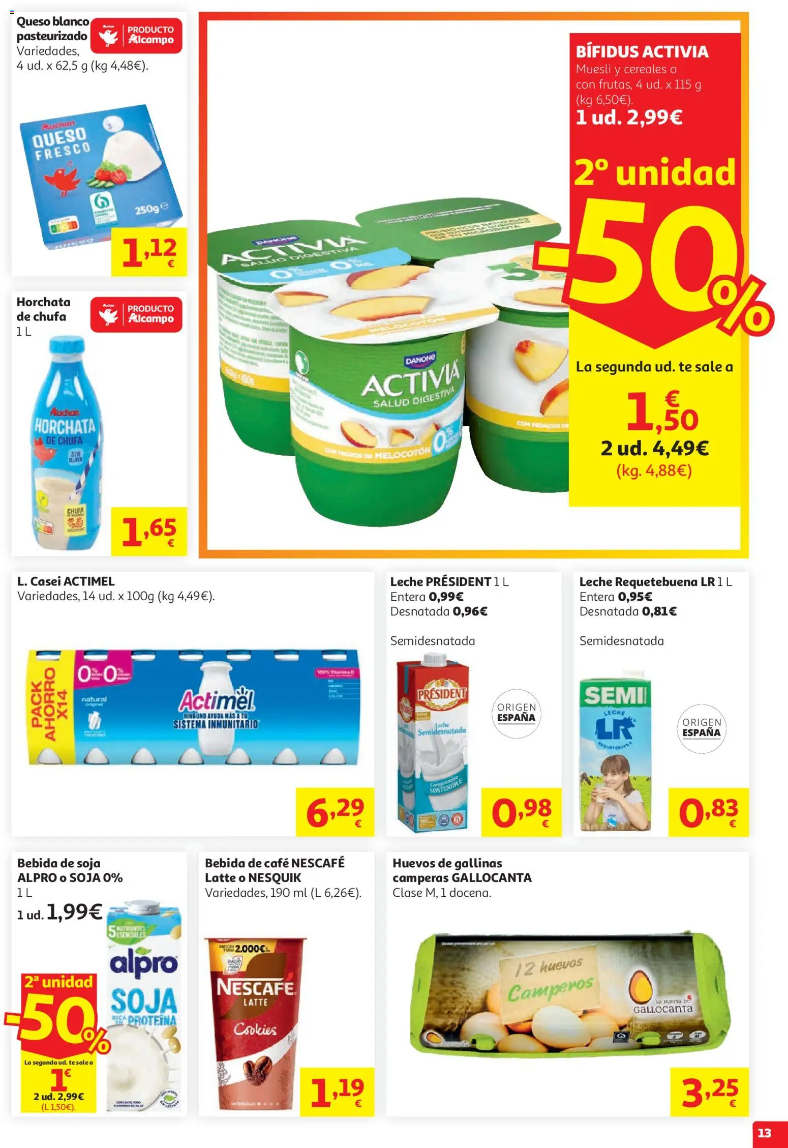 Alcampo HP Cat │ válido desde el 19.05.2026 | Página: 13 | Productos: Leche, Queso, Café, Cereales