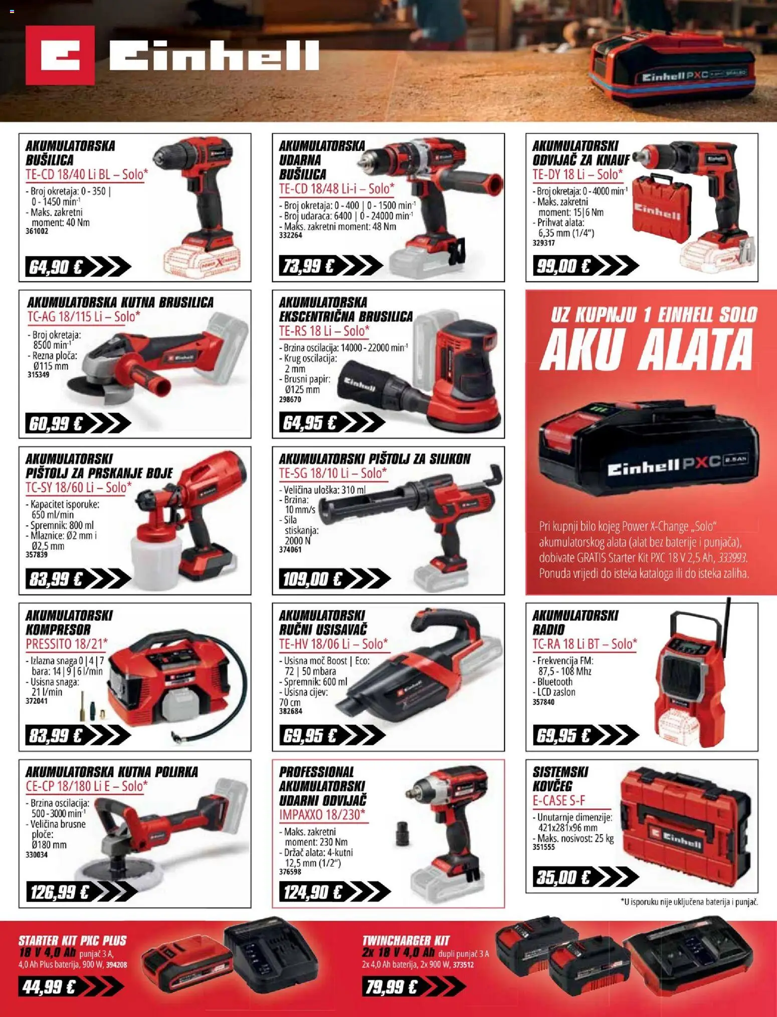 Pevex katalog | vrijedi od 03.04.2026 | Stranica: 24 | Proizvodi: Usisavač, Brusilica, Baterija, Bušilica