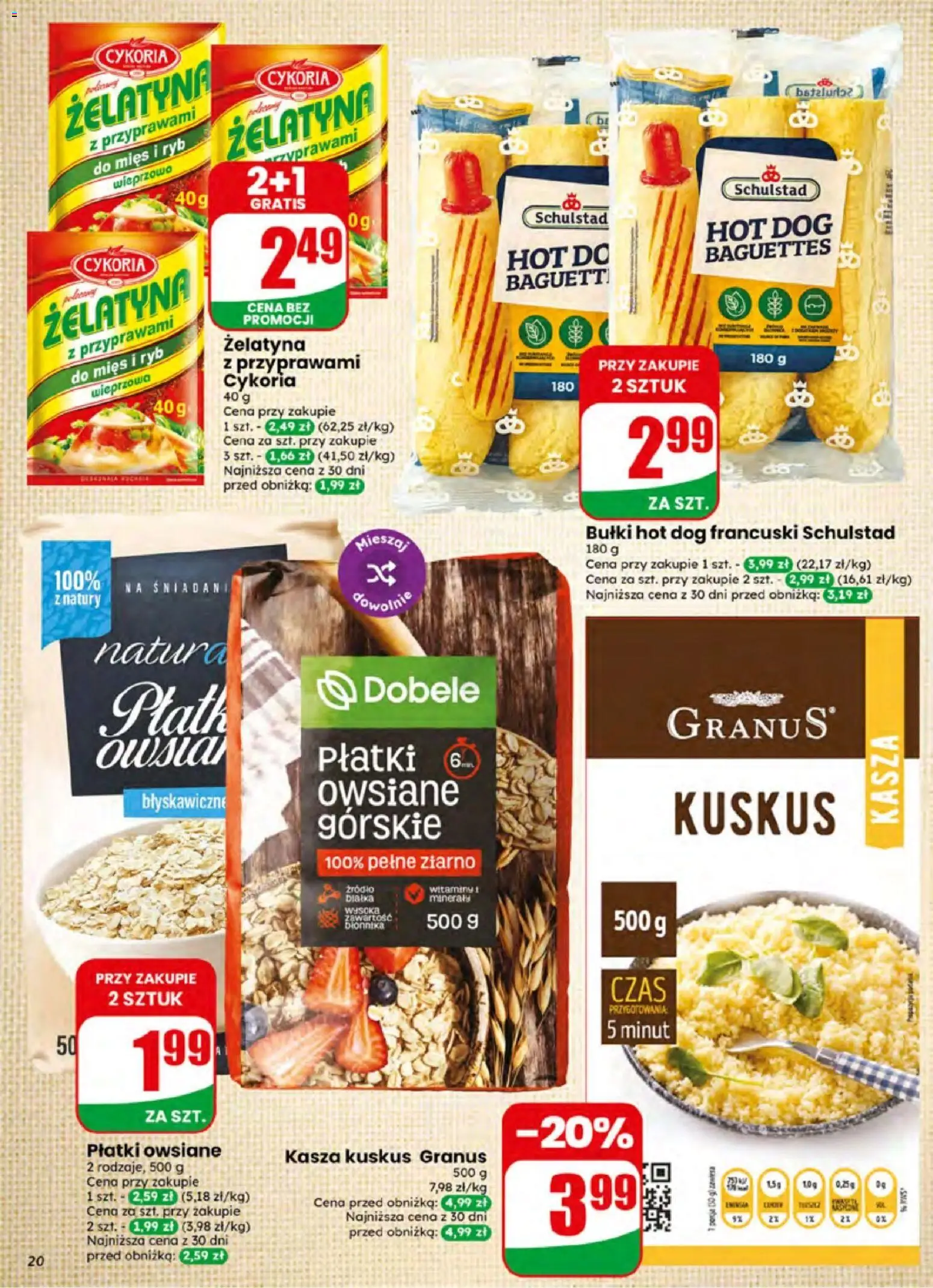 Dino gazetka od 24.06.2026 | Strona: 20 | Produkty: Płatki owsiane, Kasza, Żelatyna, Płatki
