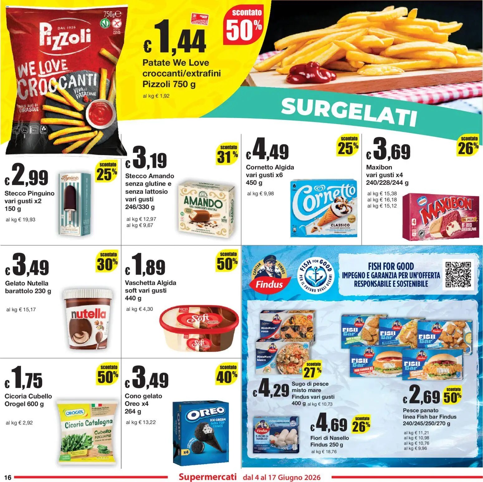Volantino Sì con Te del 04.06.2026 | Pagina: 16 | Prodotti: Cornetto, Nuggets, Sugo, Nasello