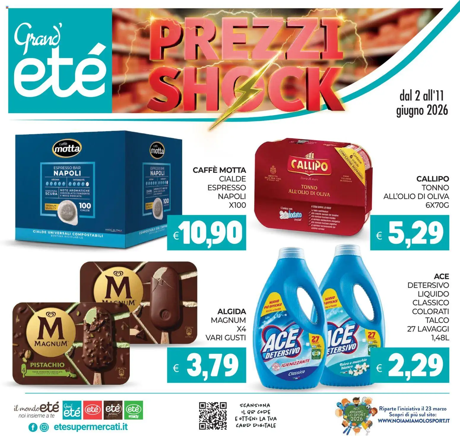 Volantino Eté del 02.06.2026 | Pagina: 1 | Prodotti: Caffè, Cioccolato, Talco, Tonno