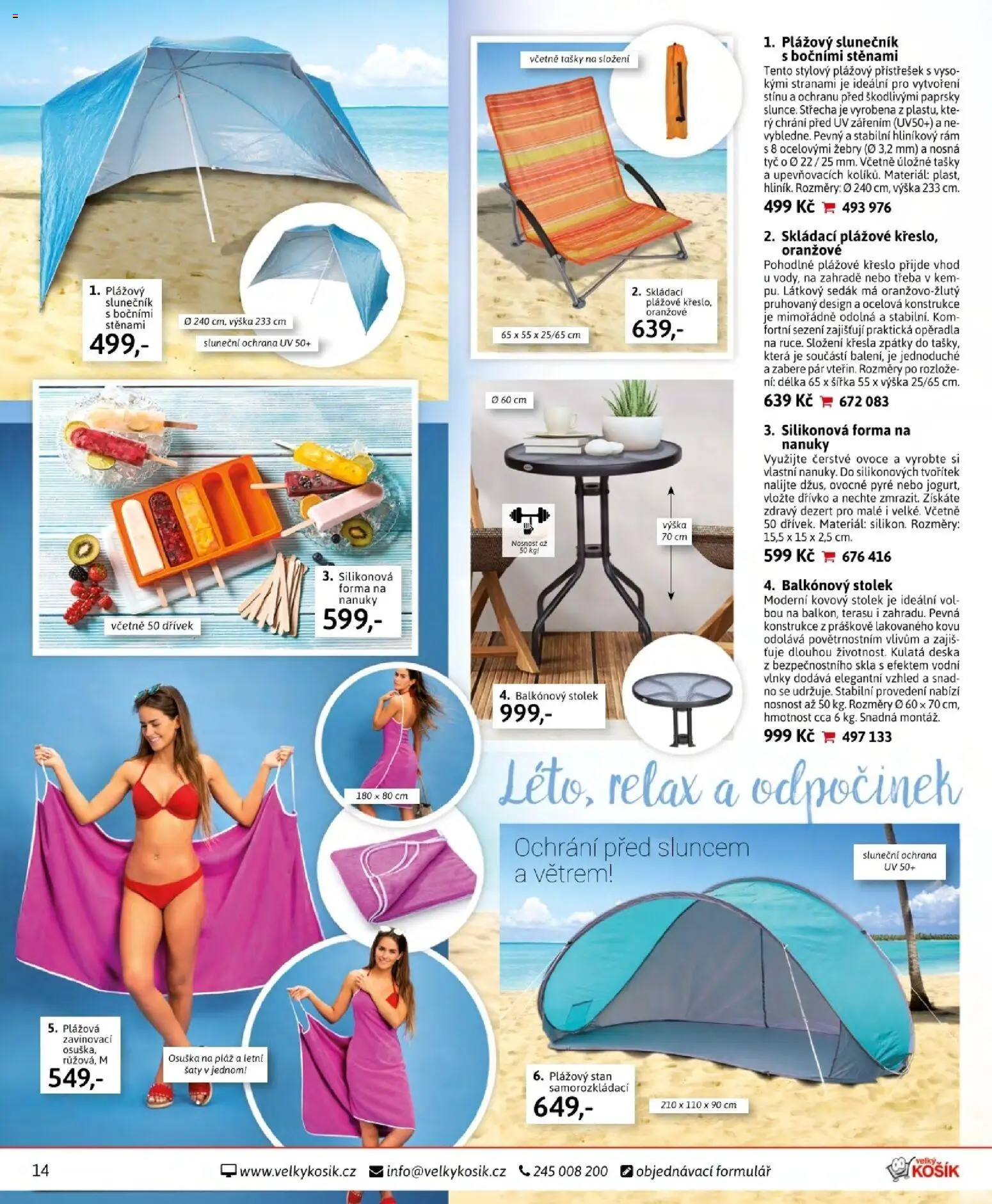 Velký Košík katalog červen 2026 od 01.06.2026 | Strana: 14 | Produkty: Ovoce, Forma na nanuky, Plážový slunečník, Stan