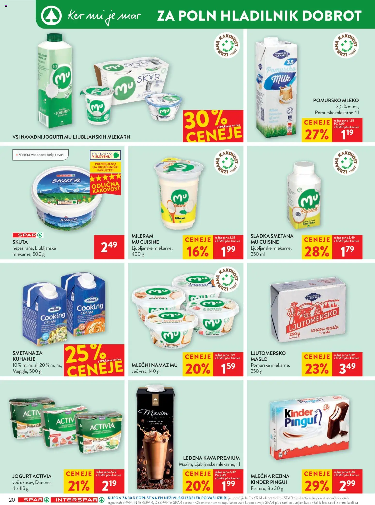 Novi Spar katalog ponudbe – veljaven od 20.05.2026 | Stran: 28 | Izdelki: Mlečna rezina, Skyr, Mileram, Smetana