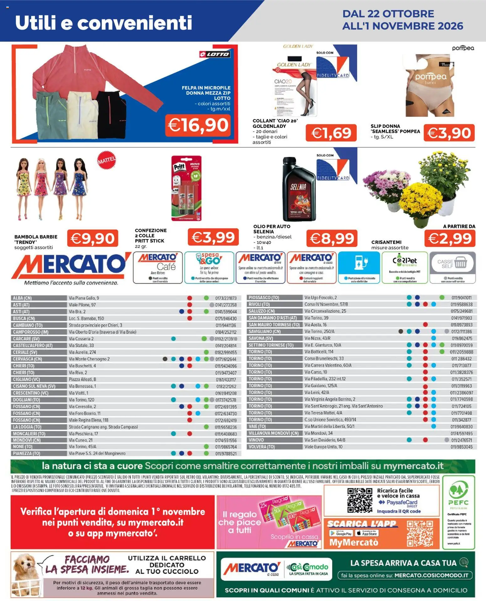 Volantino Mercatò del 22/10/2026 | Pagina: 24 | Prodotti: Felpa, Collant, Carrello, Crisantemi