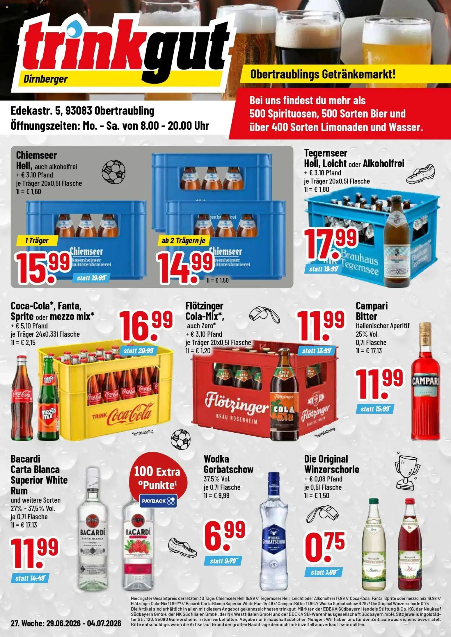 Trinkgut - trinkgut: Wochenangebote – gültig ab 28.06.2026 | Seite: 1 | Produkte: Bacardi, Mezzo mix, Campari, Wodka gorbatschow