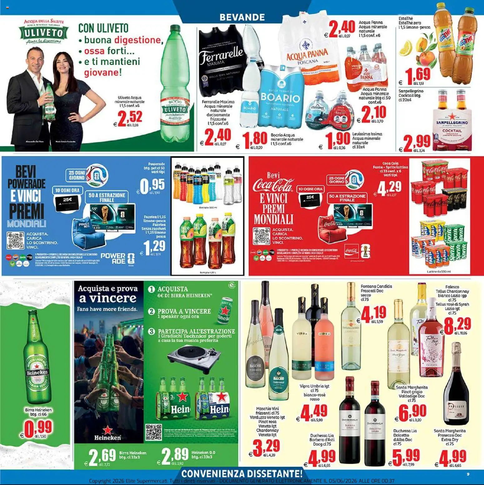 Volantino Elite Supermercati del 05.06.2026 | Pagina: 9 | Prodotti: Birra, Panna, Prosecco, Heineken