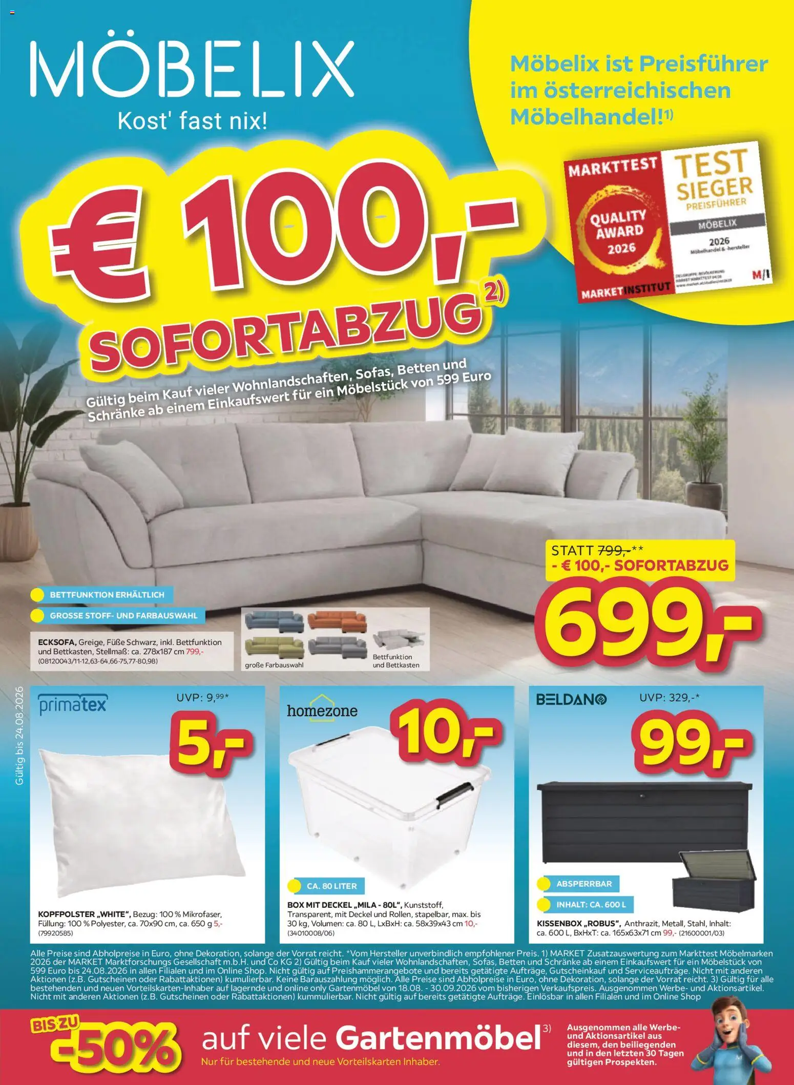 Möbelix Angebote gültig ab 19.08.2026 | Seite: 1 | Produkte: Gartenmöbel, Box
