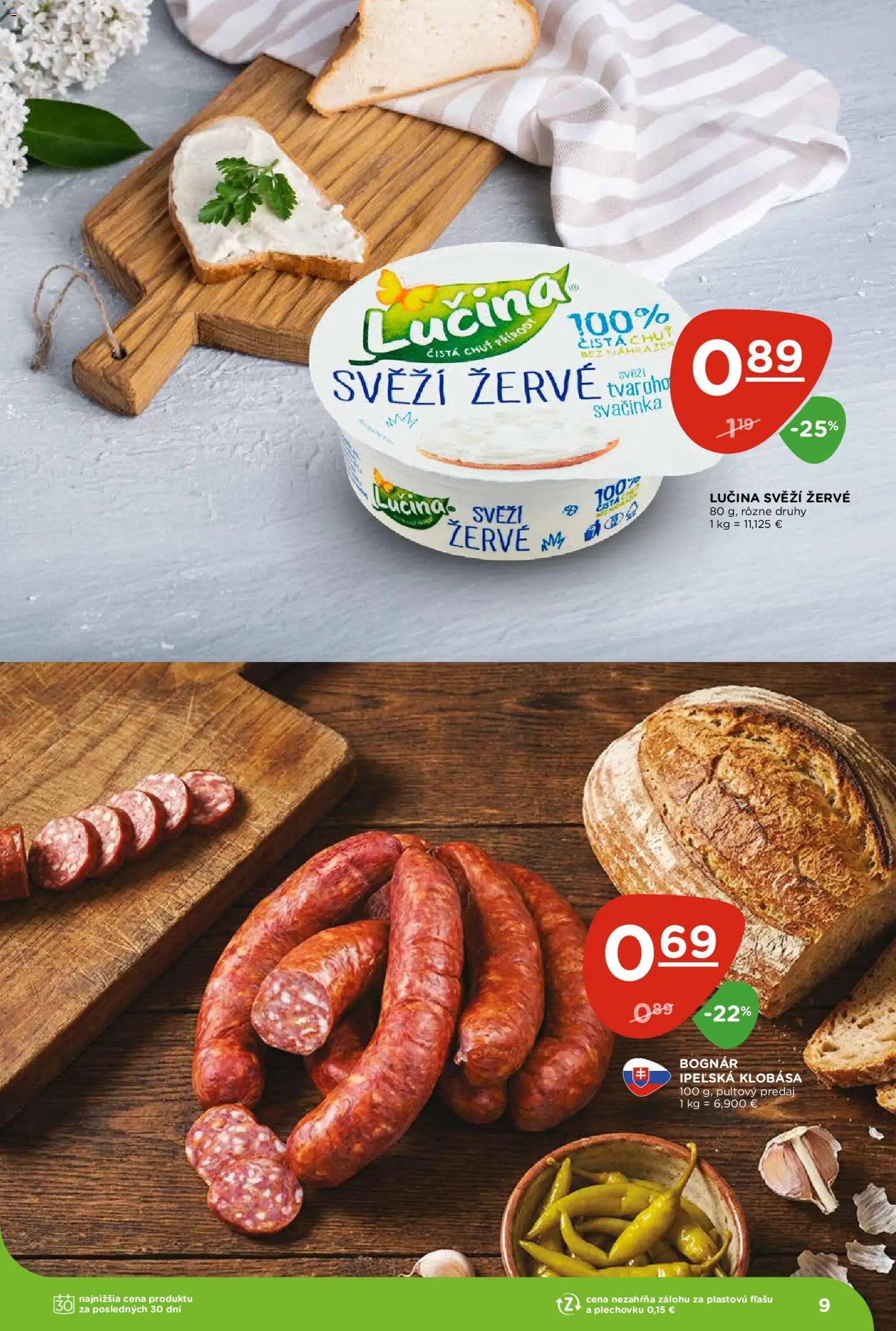 Nové Terno akcie – leták je platný od 30.07.2026 | Strana: 9 | Produkty: Klobása, Žervé