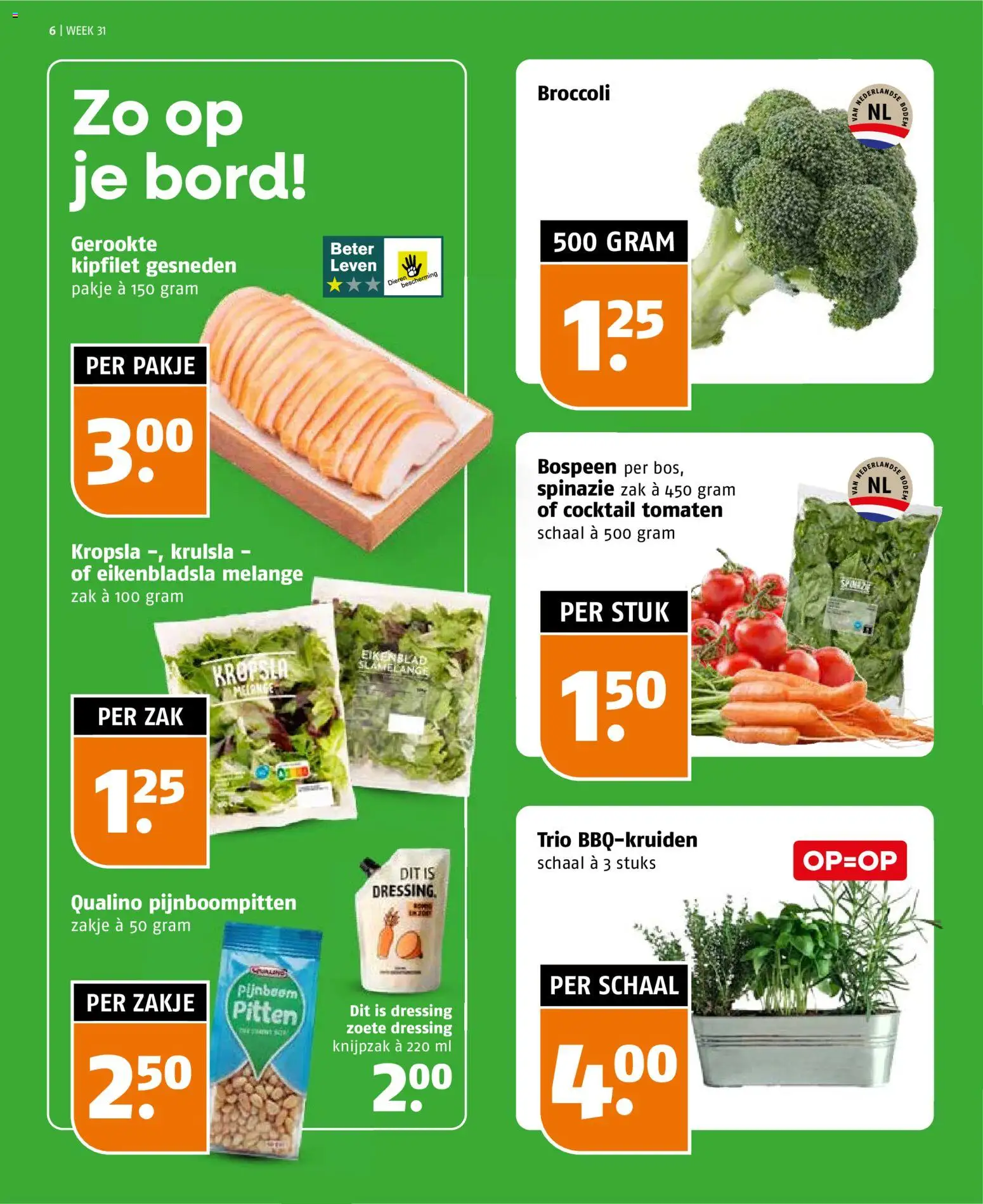 {H1} | Pagina: 6 | Producten: Broccoli, Schaal, Zak, Pitten