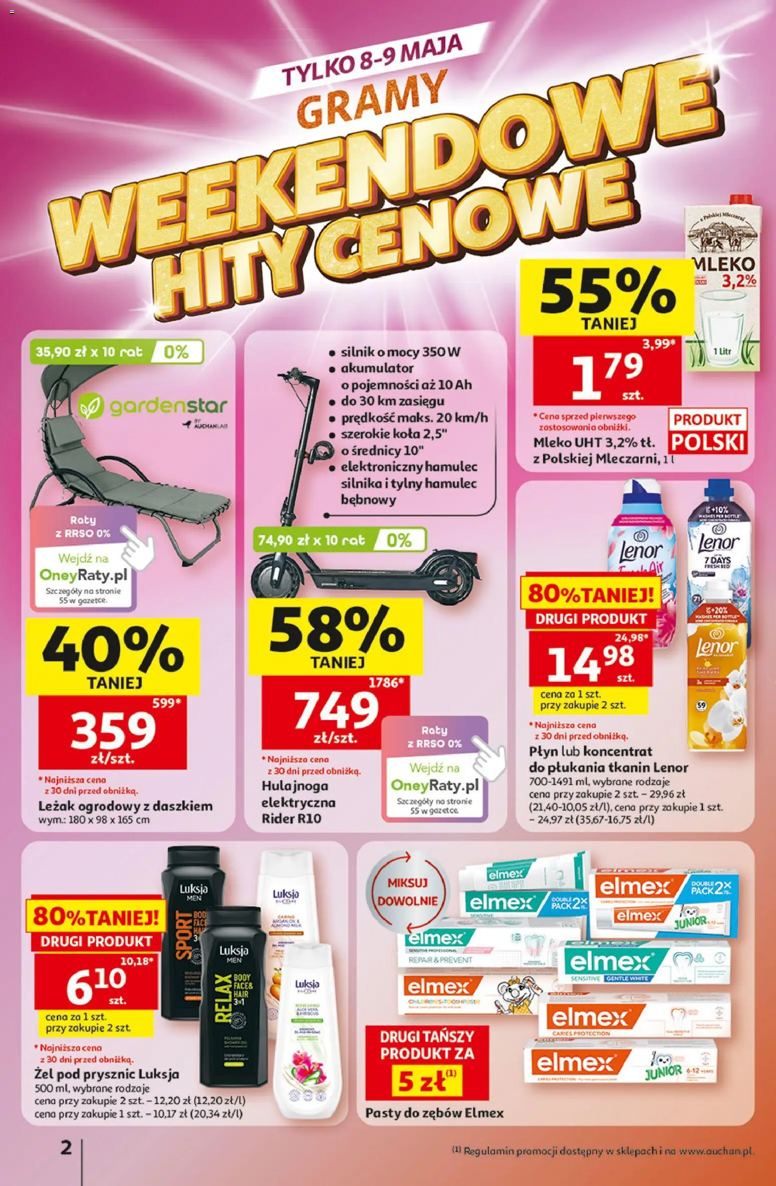 Auchan gazetka - 30 Lat Hipermarket od 07.05.2026 | Strona: 2 | Produkty: Leżak, Prysznic, Body, Leżak ogrodowy