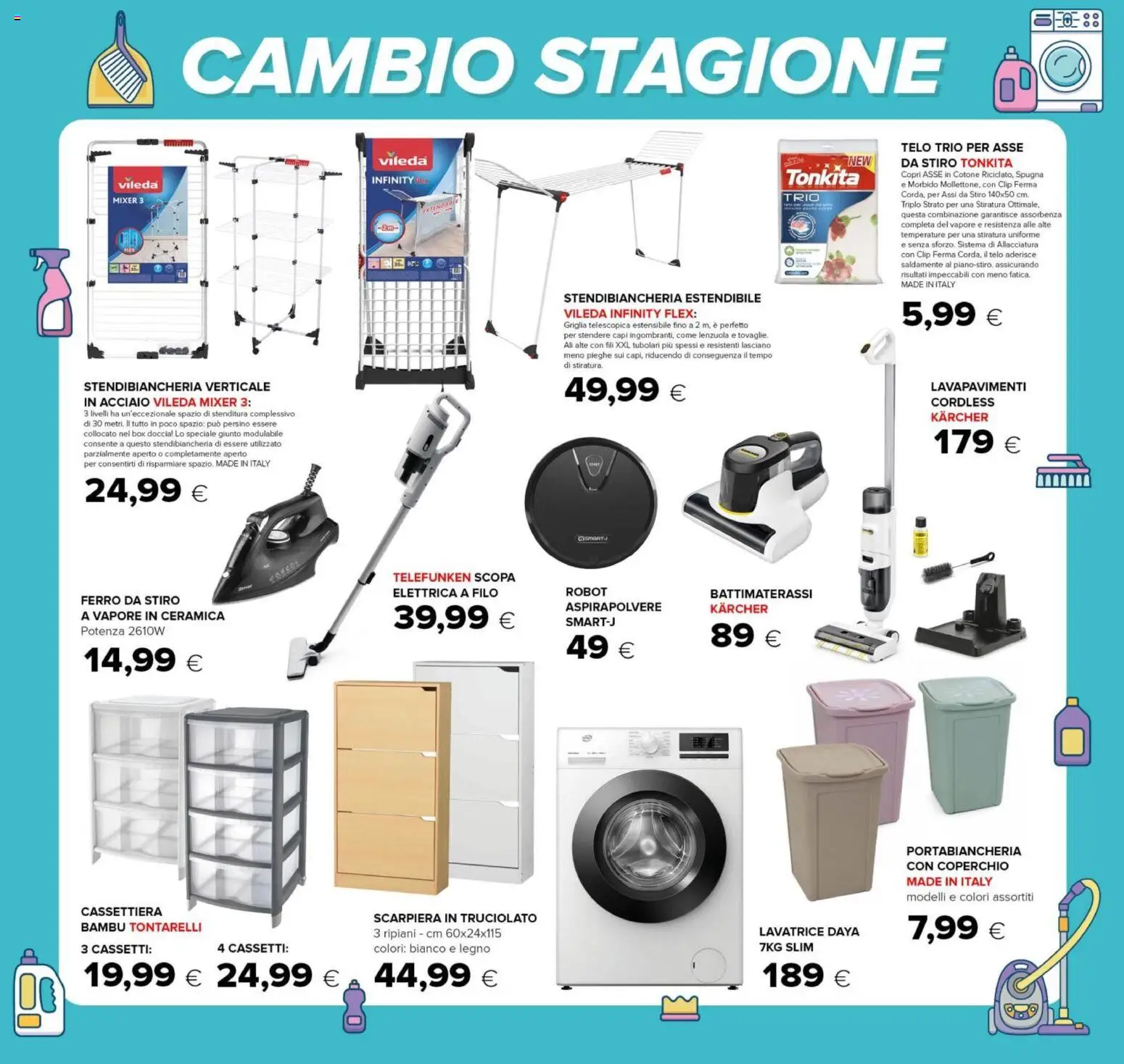 Volantino Oasi del 25/09/2026 | Pagina: 23 | Prodotti: Ferro, Robot, Lenzuola, Portabiancheria