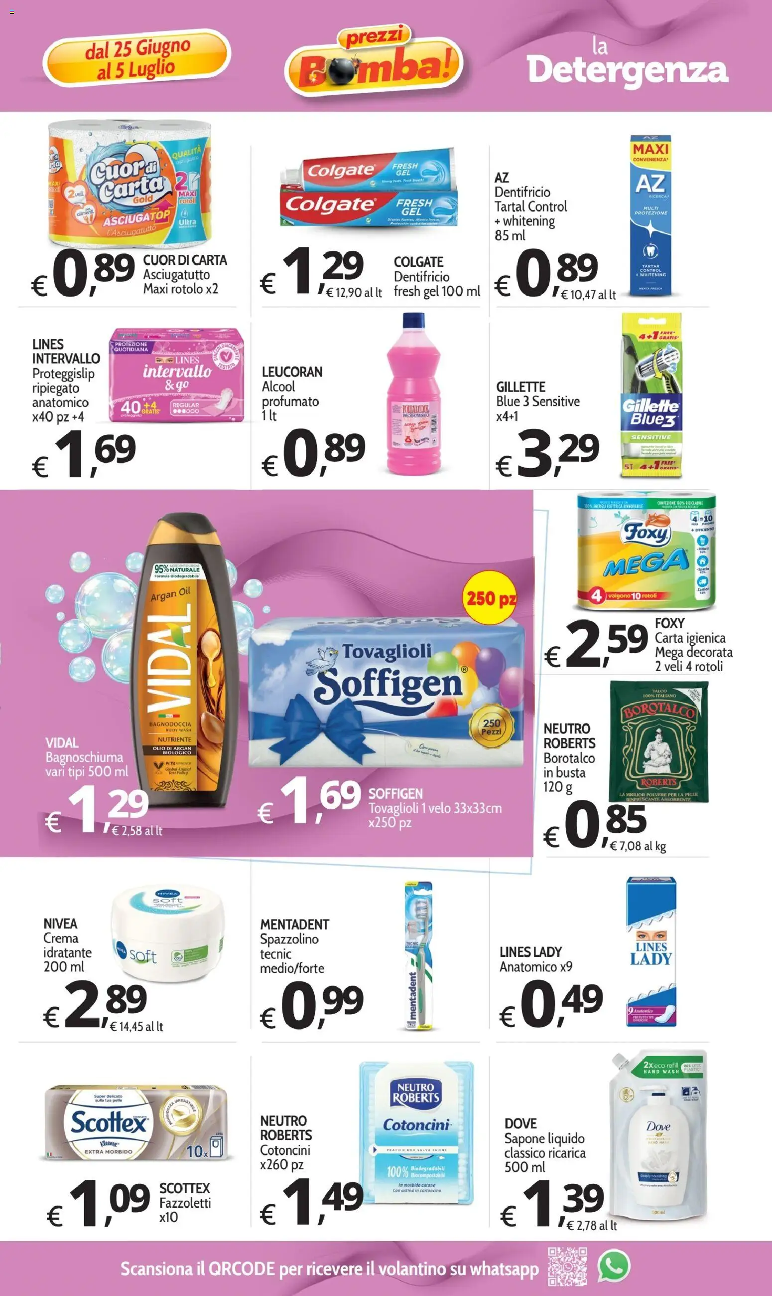 Volantino Primo Prezzo del 25/06/2026 | Pagina: 13 | Prodotti: Crema, Bagnoschiuma, Fazzoletti, Menta