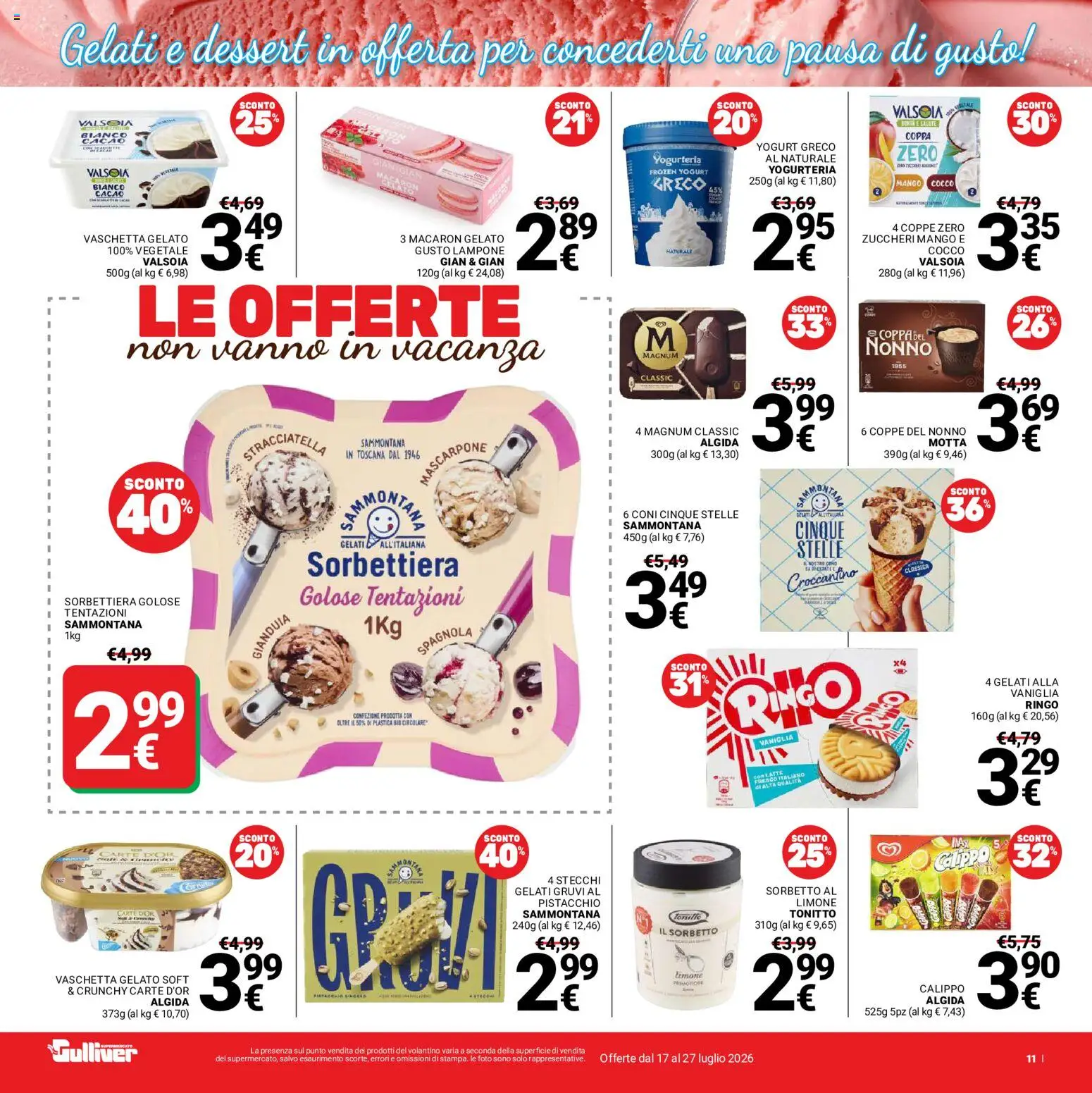 Volantino Gulliver del 17/07/2026 | Pagina: 11 | Prodotti: Sorbetto, Mango, Cocco, Cacao