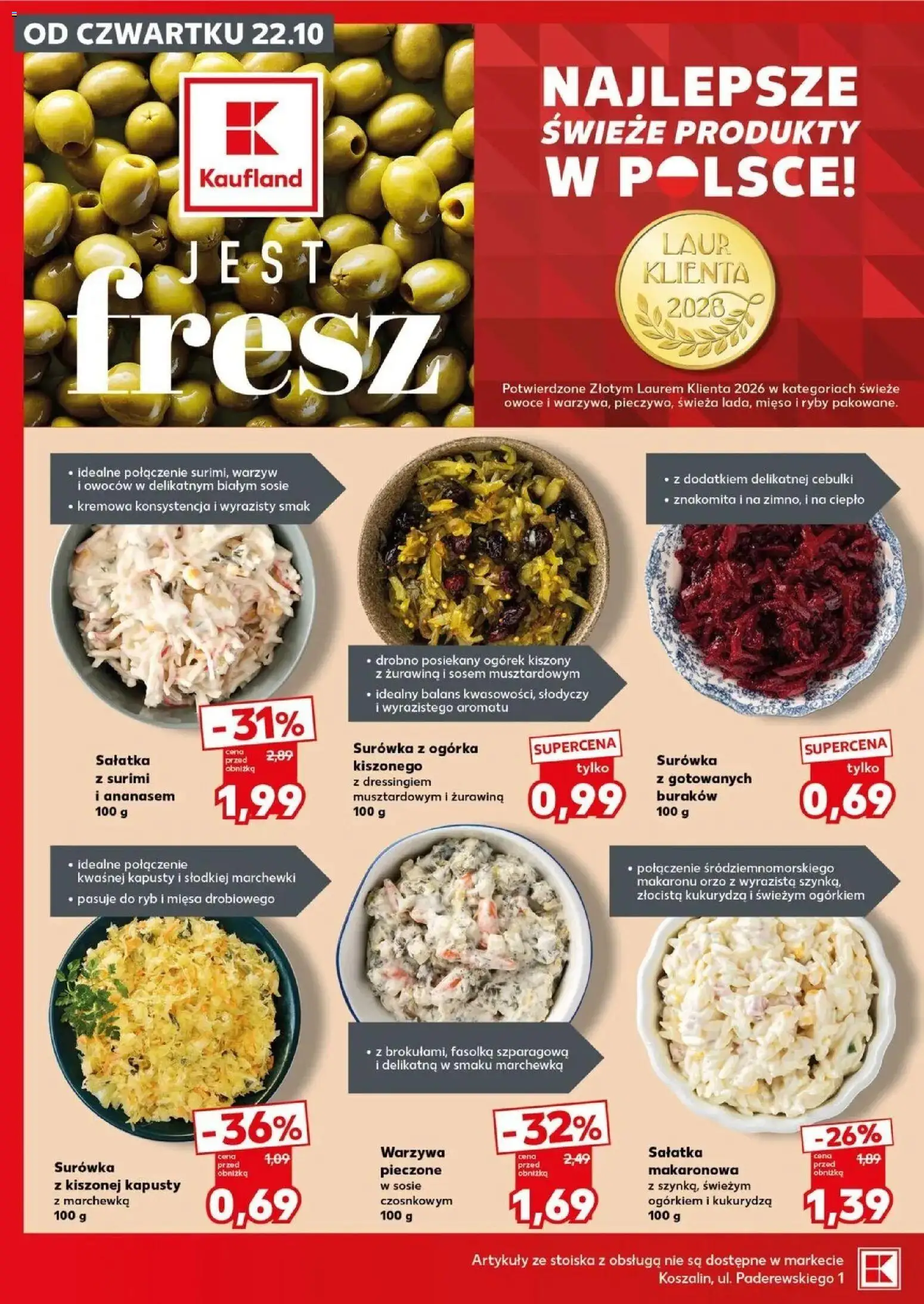 Kaufland gazetka - Mocny start od 26.10.2026 - od jutra PDF | Strona: 12 | Produkty: Surówka, Żurawina, Fasolka szparagowa, Owoce