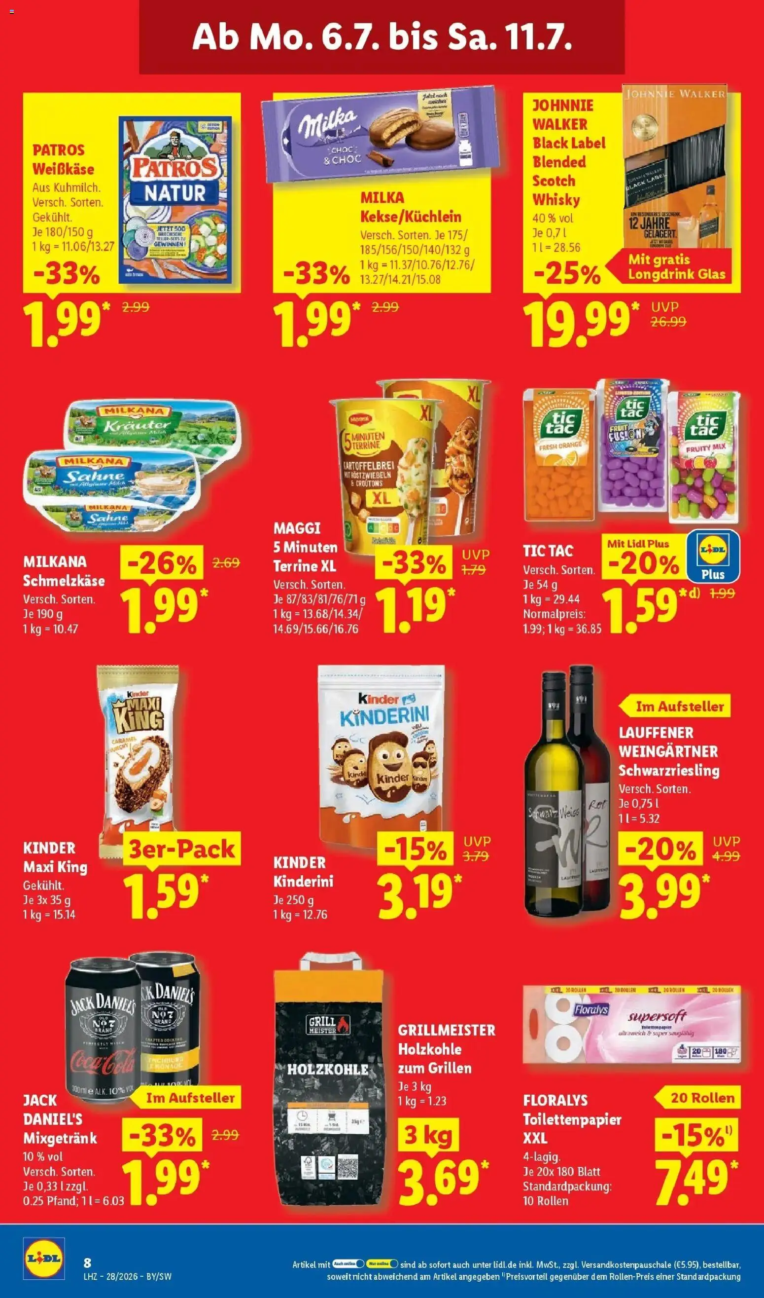Lidl Prospekt Villingen-schwenningen – gültig ab 06.07.2026 | Seite: 14 | Produkte: Whisky, Milkana, Patros, Toilettenpapier