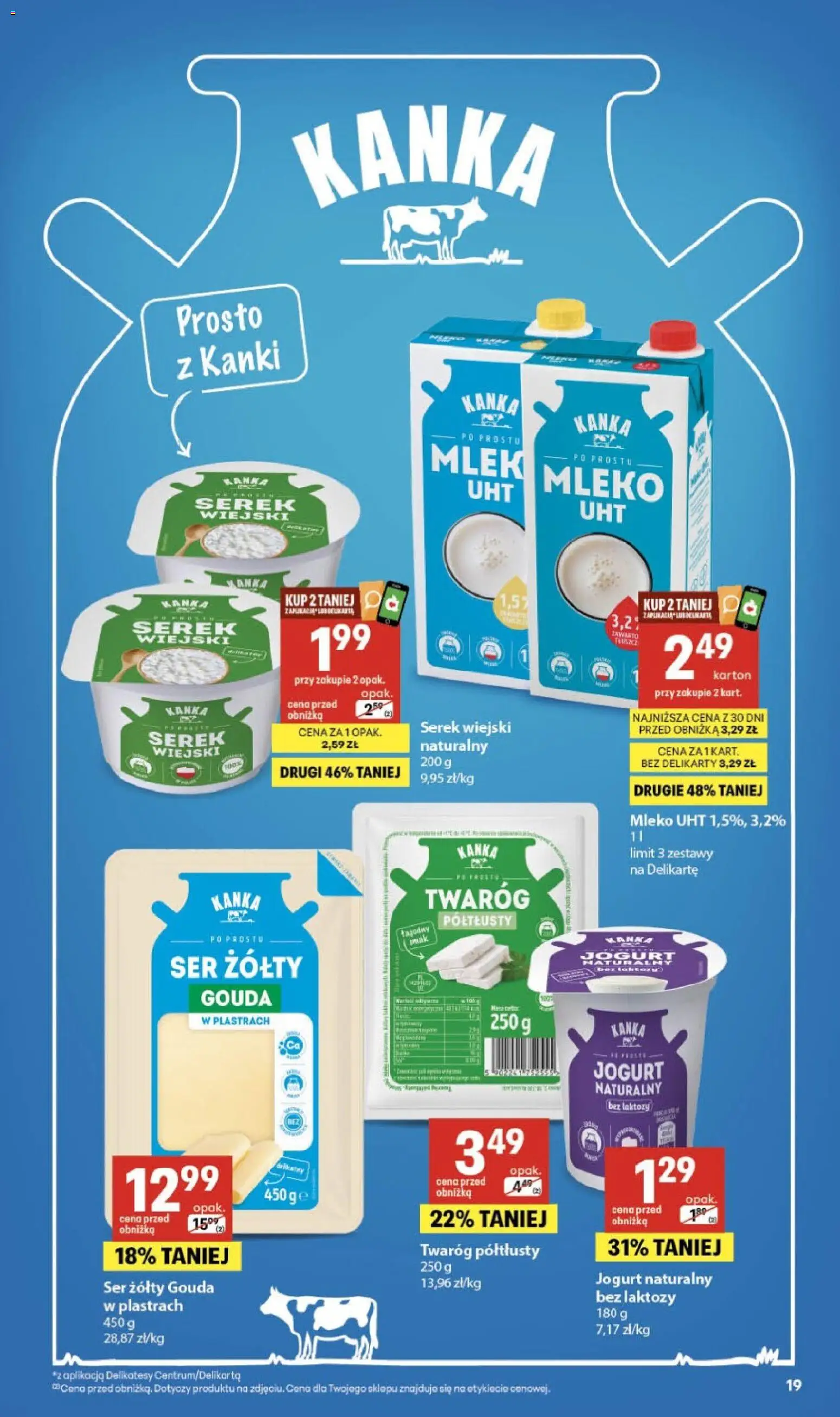 Delikatesy Centrum gazetka od 15.10.2026 | Strona: 19 | Produkty: Twaróg półtłusty, Serek, Jogurt naturalny, Jogurt