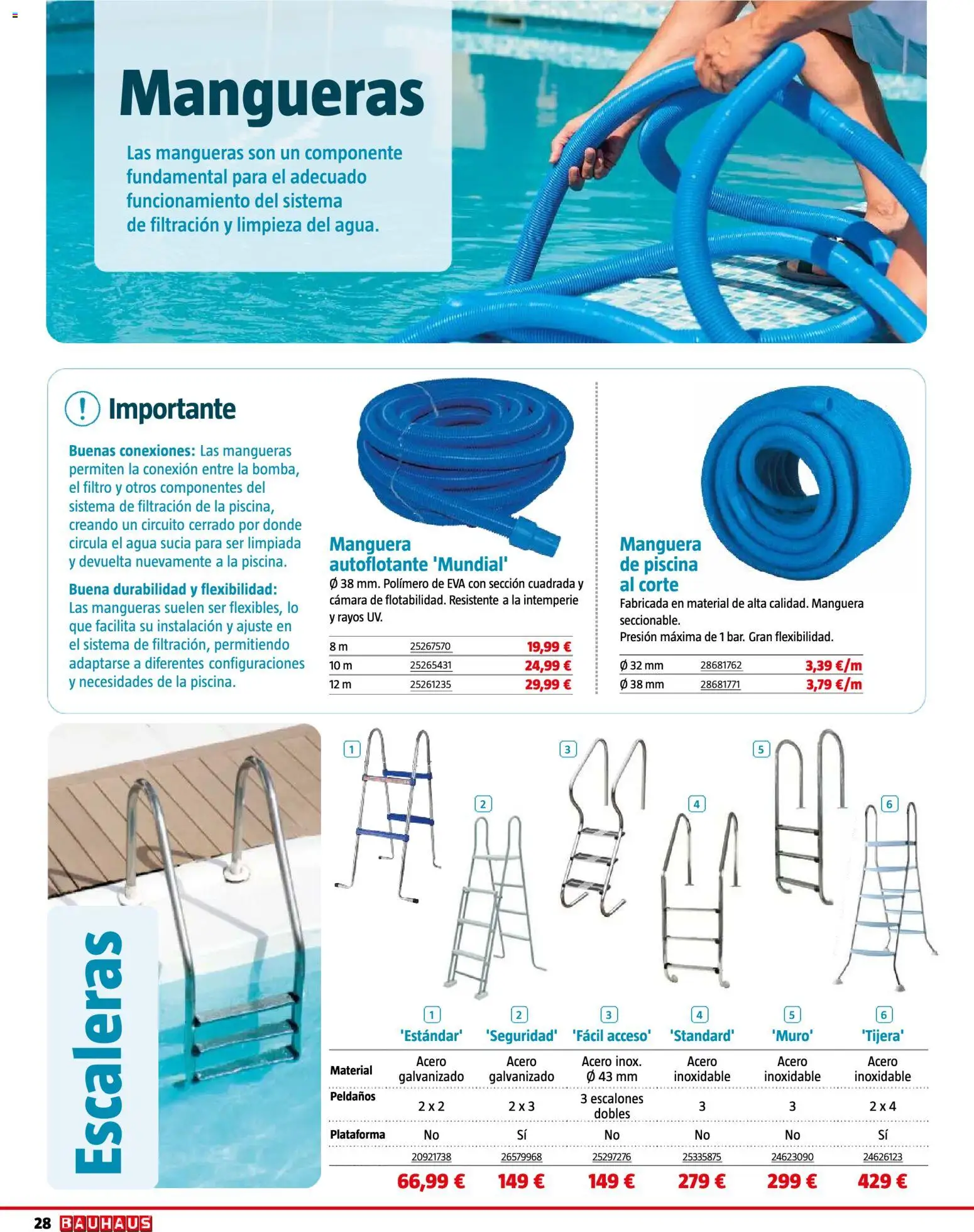 Bauhaus Piscinas 2026 │ válido desde el 01.06.2026 | Página: 28 | Productos: Manguera, Cámara