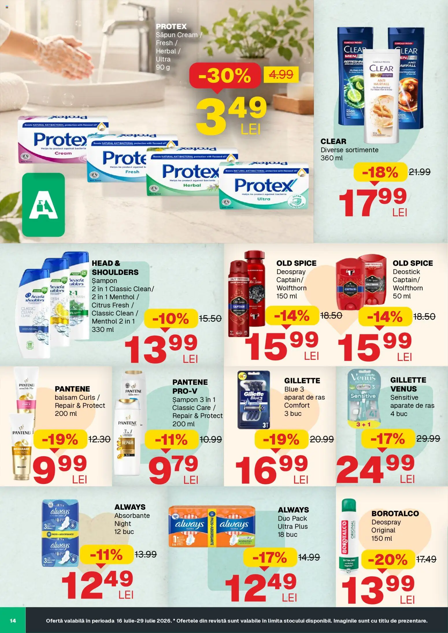 Noul catalog Annabella – valabil de la 16.07.2026 | Pagină: 14 | Produse: Clean, Clear, Săpun, Absorbante