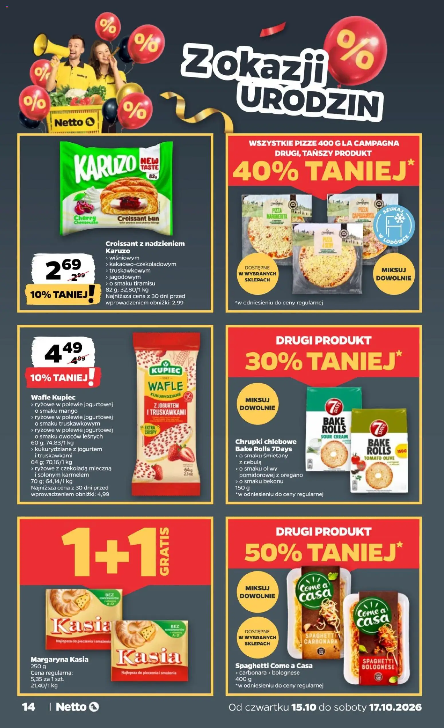 Netto gazetka od czwartku od 15.10.2026 | Strona: 14 | Produkty: Margaryna kasia, Oregano, Chrupki, 7days